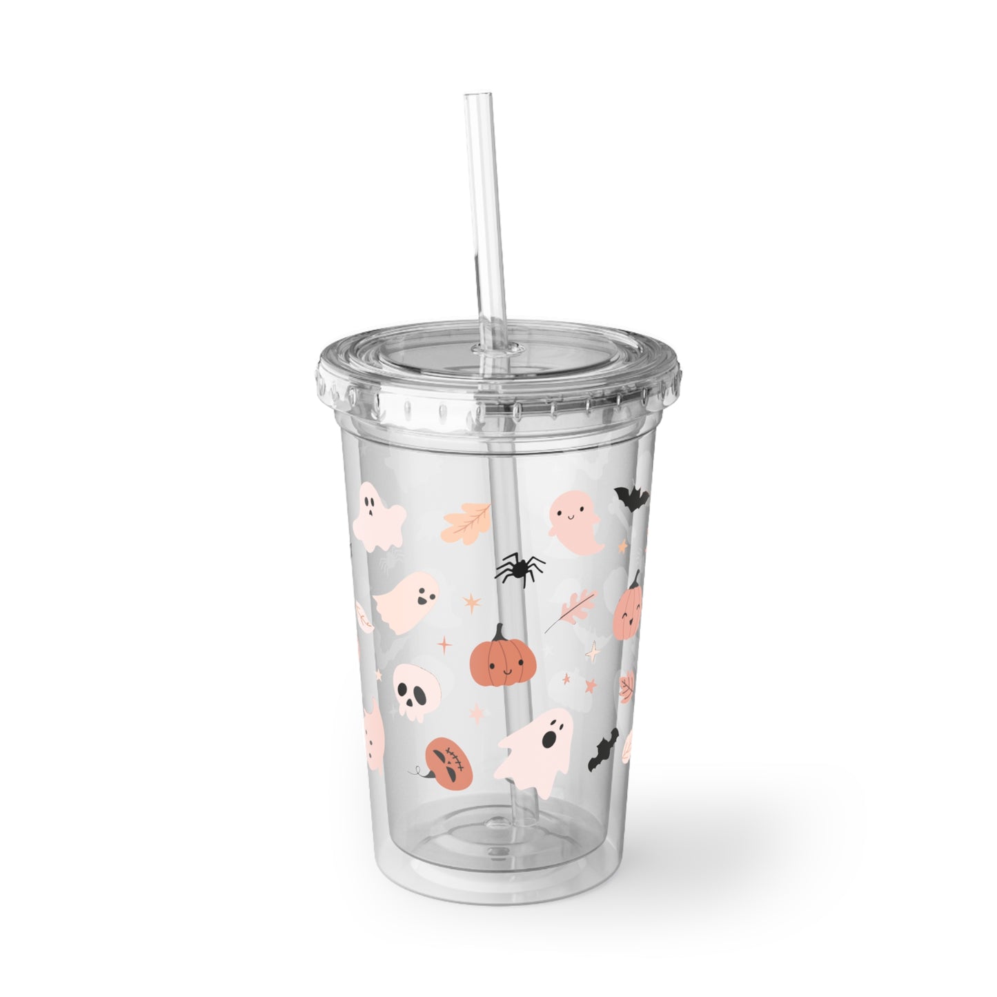 Halloween Ghost Acrylic Cup, Spooky Drinkware, Fall Beverage Tumbler, Cute Halloween Gifts, Reusable Travel Cup