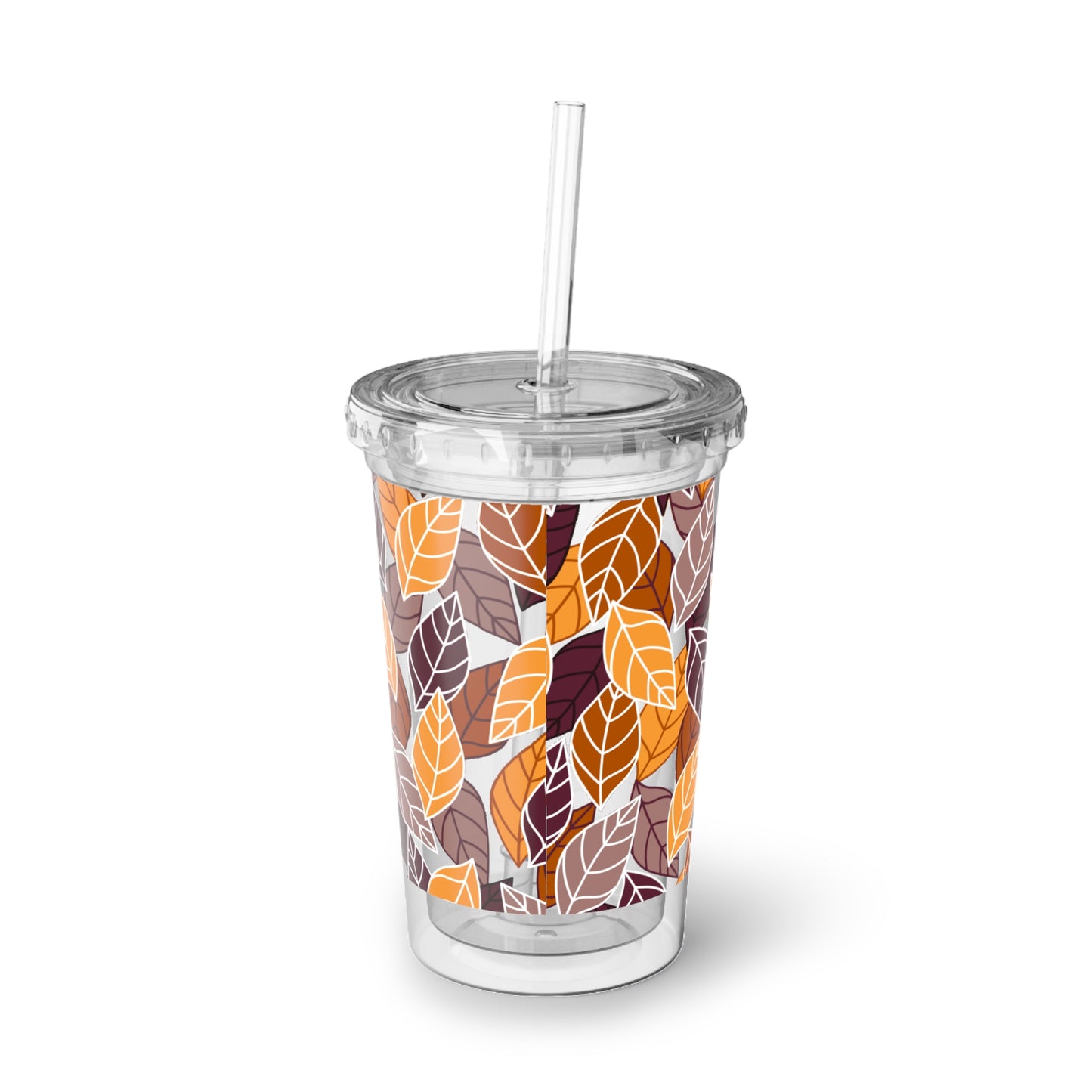 Fall Leaf Acrylic Cup with Straw, Seasonal Drinkware, Hello Fall Tumbler, Coffee and Tea Cup, Autumnal Gift, Customizable Cup