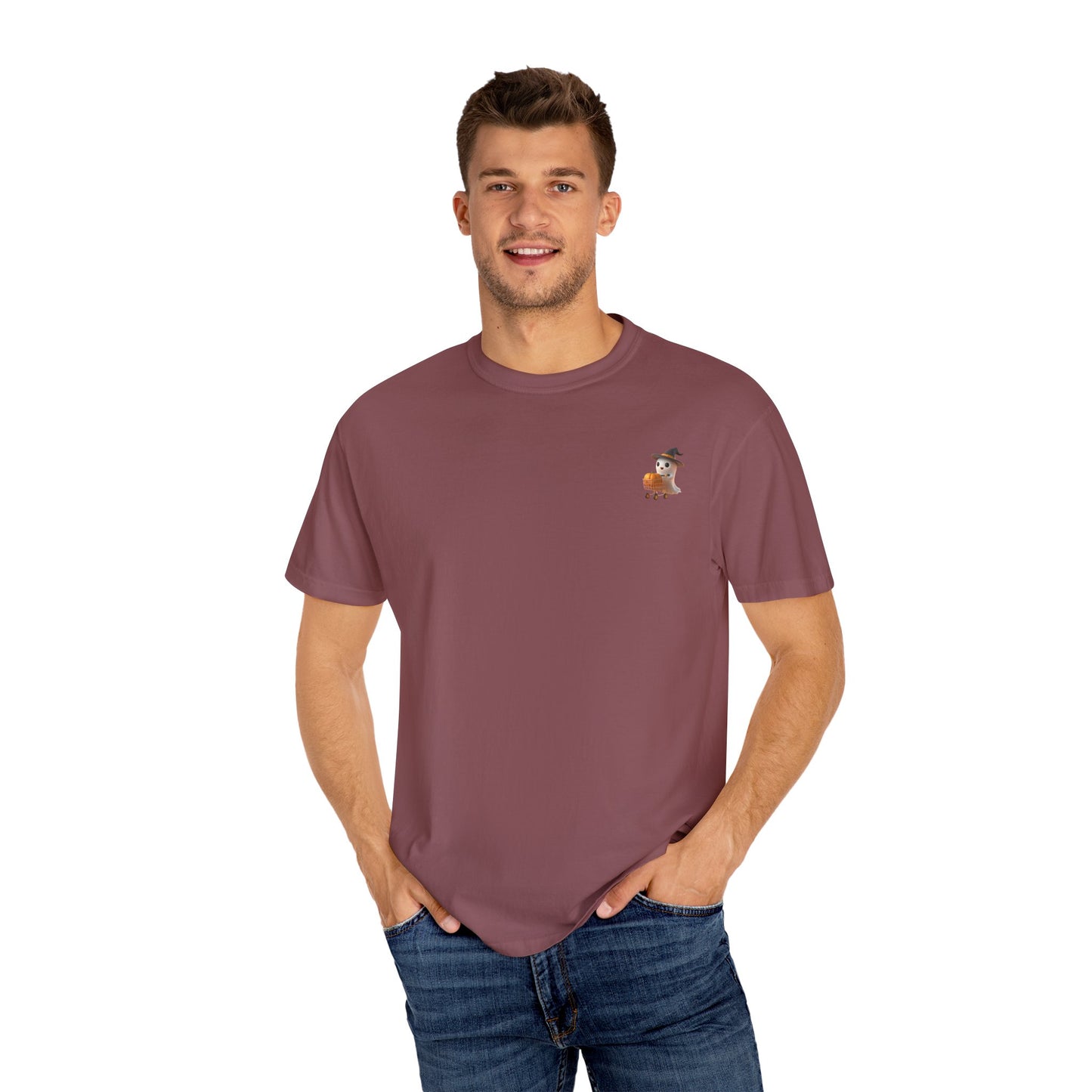 Casual Unisex Garment-Dyed T-Shirt, Ghost Shopping Trendy Graphic Tee for Everyday Wear, Summer Fashion, Gift for Him/Her