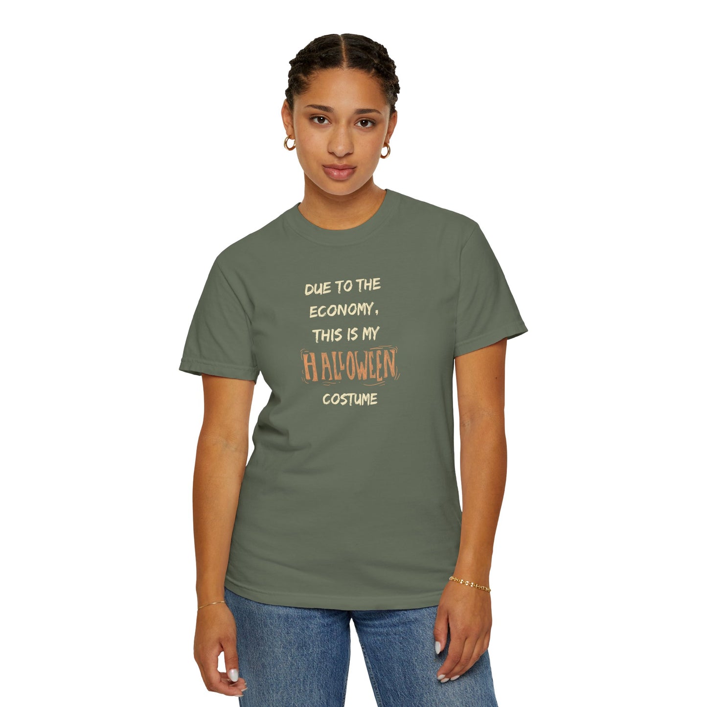 Humorous Halloween T-Shirt, Funny Costume Tee, Unisex Garment-Dyed Shirt, Casual Halloween Apparel, Gift for Halloween Celebrations