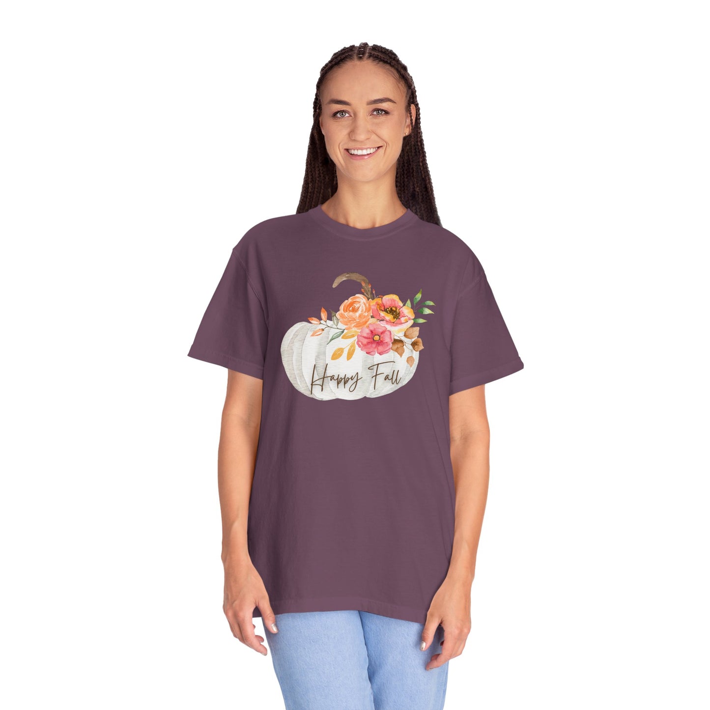 Happy Fall Pumpkin T-Shirt | Unisex Garment-Dyed Tee for Autumn, Thanksgiving, Fall Fashion, Pumpkin Lovers, Seasonal Style