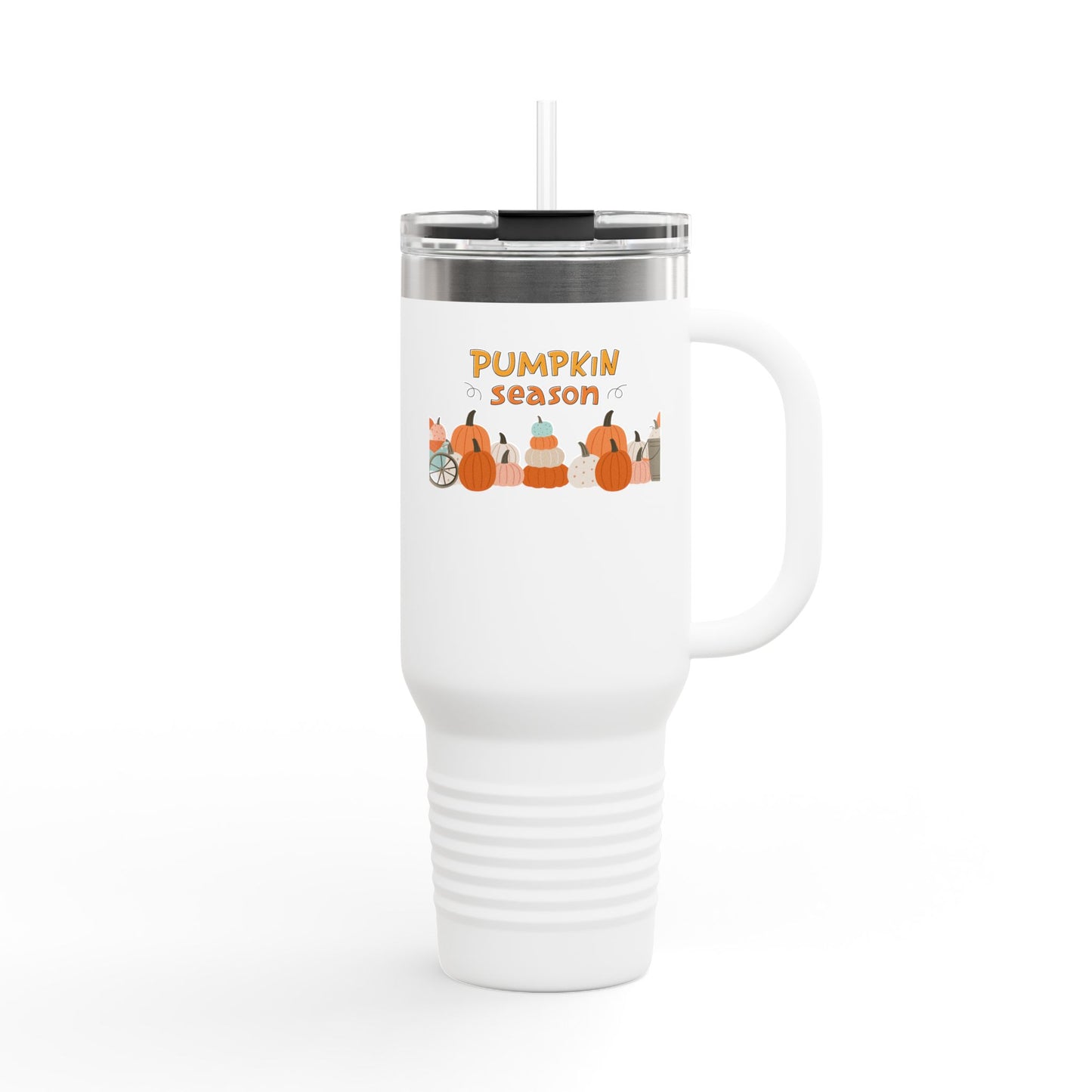 Pumpkin Season Insulated Travel Mug, Fall Coffee Cup, Autumn Beverage Tumbler, Cute Halloween Gift, Eco-Friendly Travel Accessory