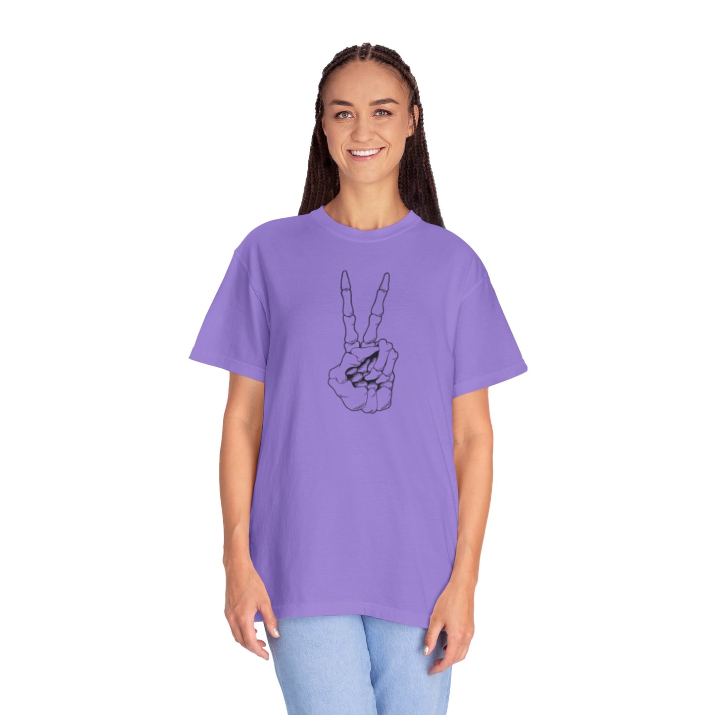 Peace To Death Unisex Garment-Dyed T-Shirt, Soft Graphic Tee for Casual Wear, Perfect for Earth Day, Music Festivals, and Relaxed Outings
