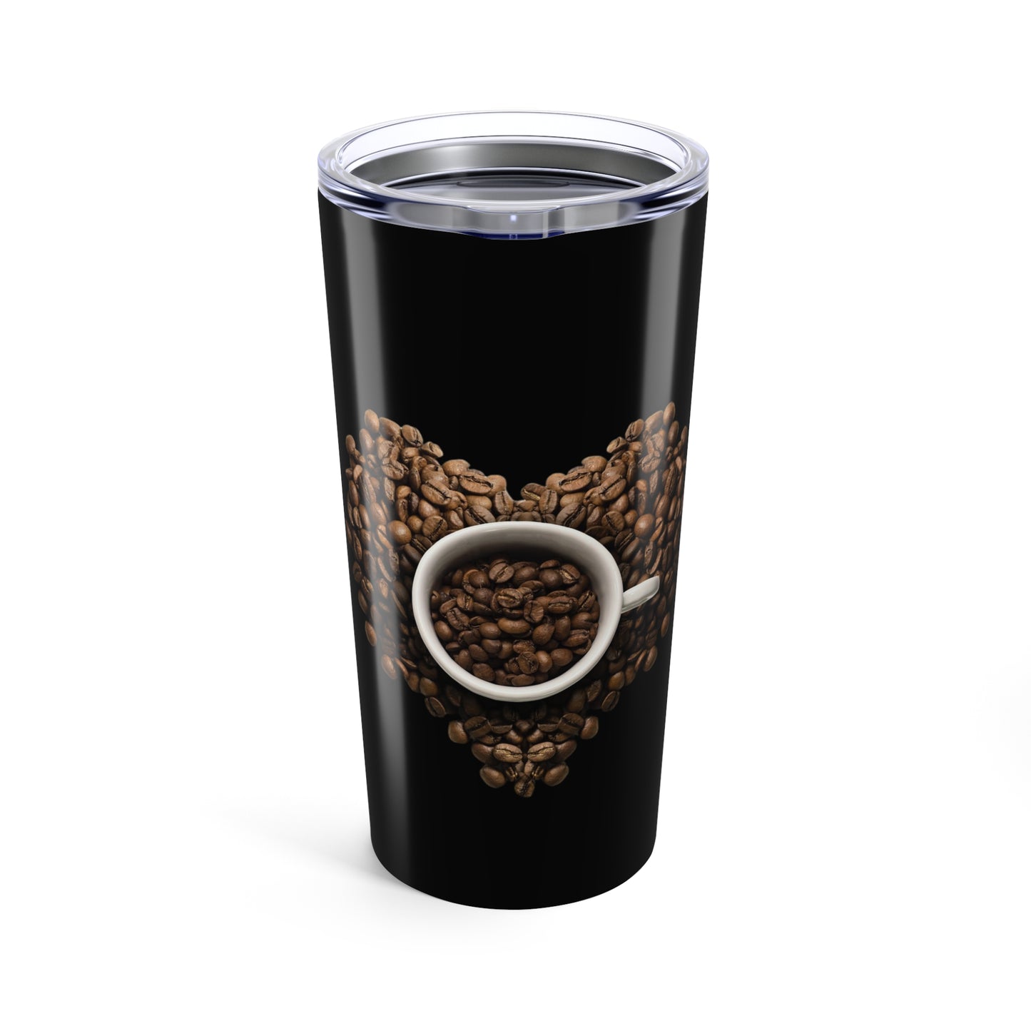 Coffee Lover's 20oz Tumbler - Heart-Shaped Design, Travel Mug, Gift for Her, Drinkware, Personalized Coffee Cup