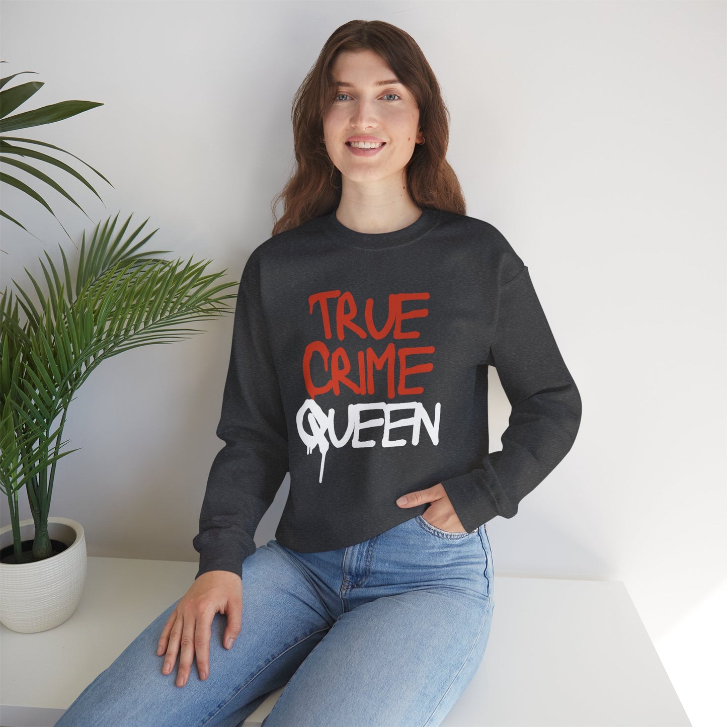 True Crime Queen Sweatshirt - Cozy Unisex Crewneck for True Crime Lovers, Comfortable Gift, Fall Fashion, Halloween Apparel