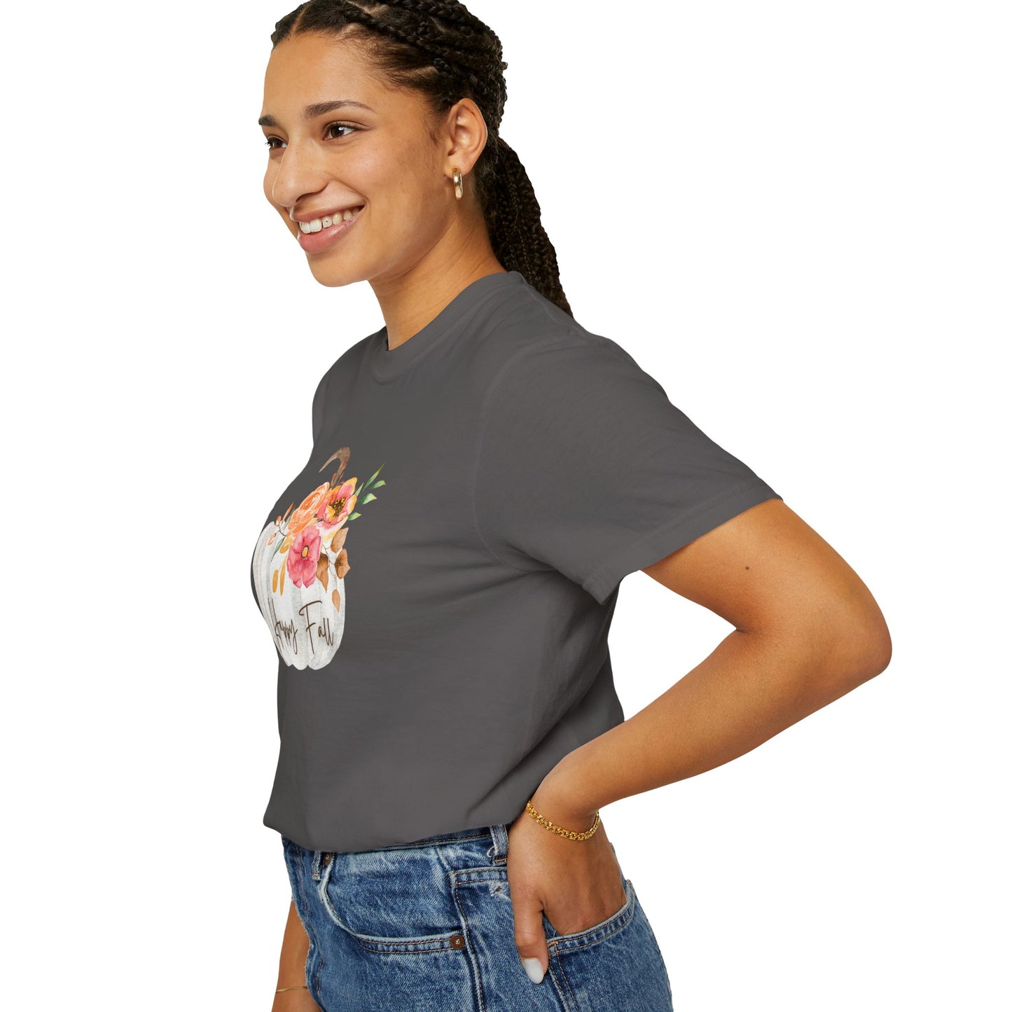 Happy Fall Pumpkin T-Shirt | Unisex Garment-Dyed Tee for Autumn, Thanksgiving, Fall Fashion, Pumpkin Lovers, Seasonal Style