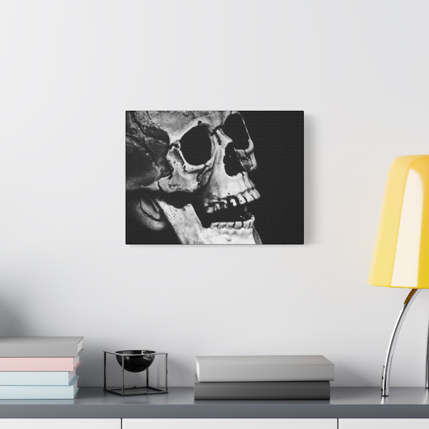 Black Skull Matte Canvas Art, Gothic Wall Decor, Halloween Decoration, Unique Home Aesthetic, Edgy Interior Design