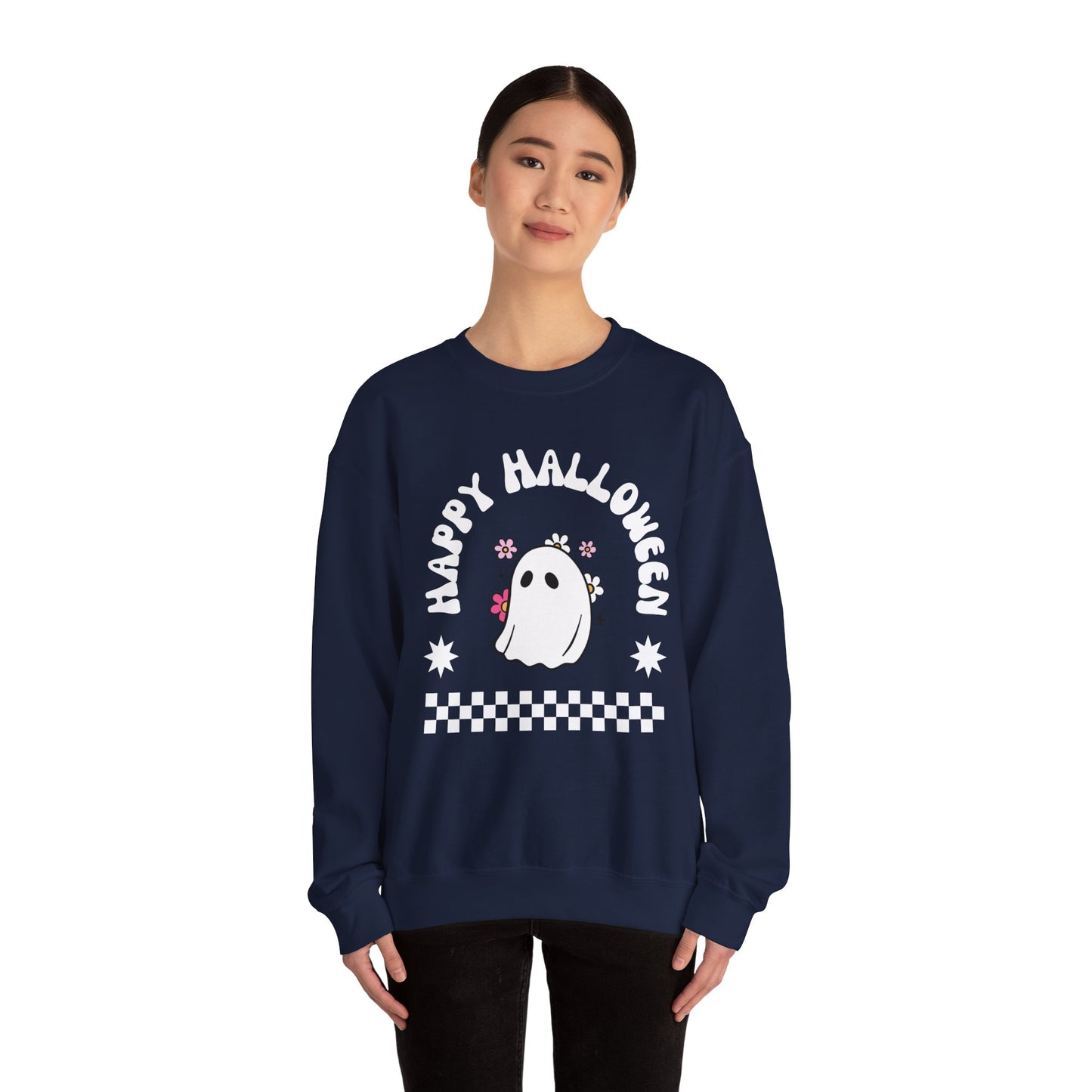 Halloween Ghost Sweatshirt, Cozy Unisex Crewneck, Fall Apparel, Spooky Season Top, Halloween Gift, Festival Clothing