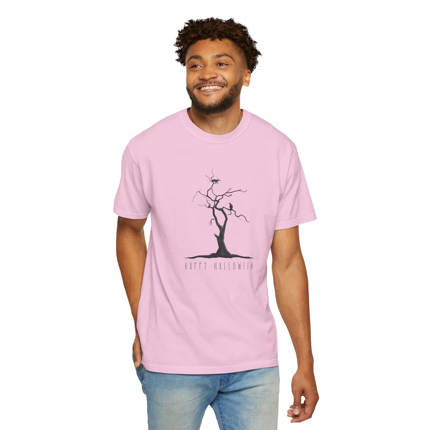 Garment-Dyed T-Shirt with Minimalist Tree Design, Unisex Nature Tee, Eco-Friendly Gift, Casual Wear, Sustainable Fashion