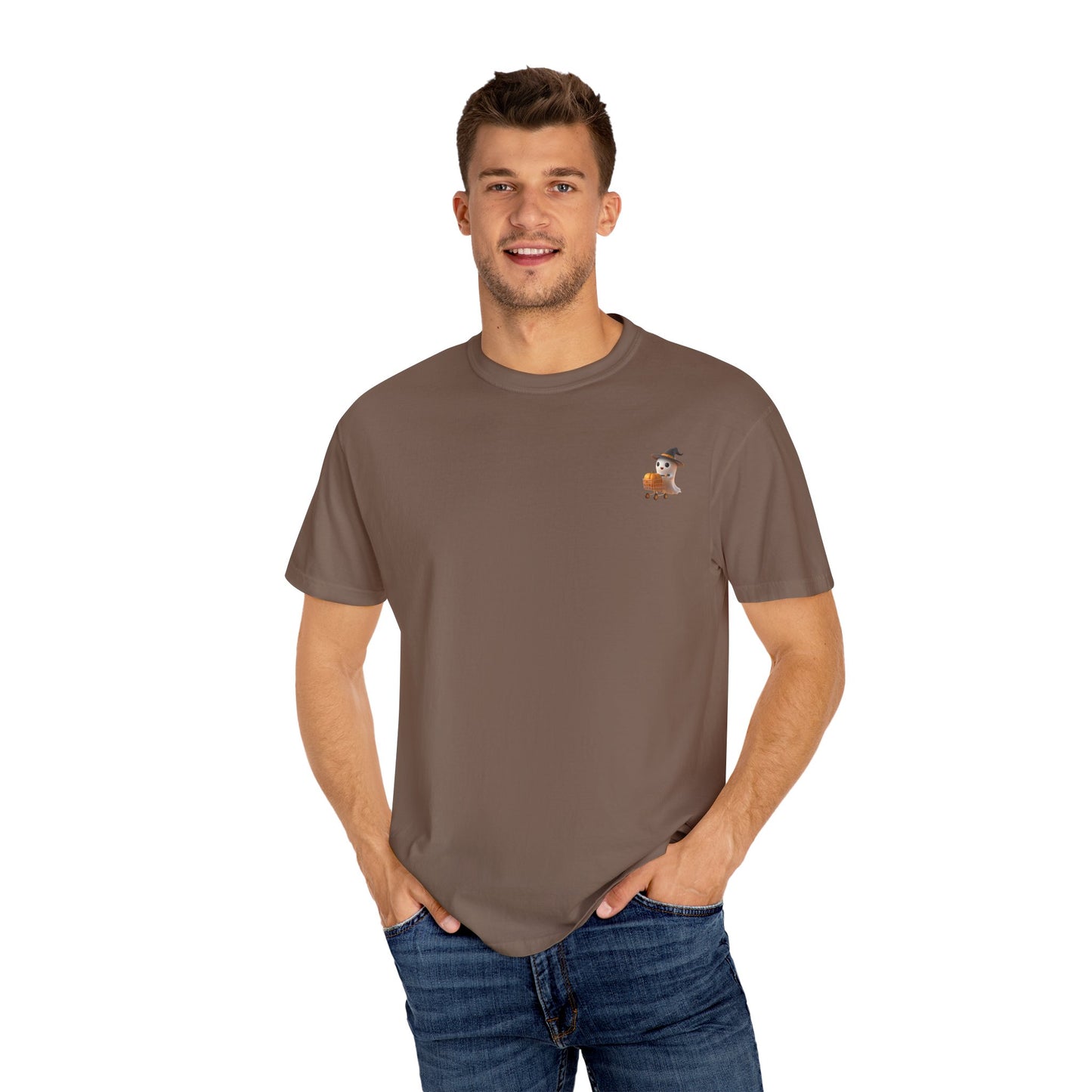 Casual Unisex Garment-Dyed T-Shirt, Ghost Shopping Trendy Graphic Tee for Everyday Wear, Summer Fashion, Gift for Him/Her