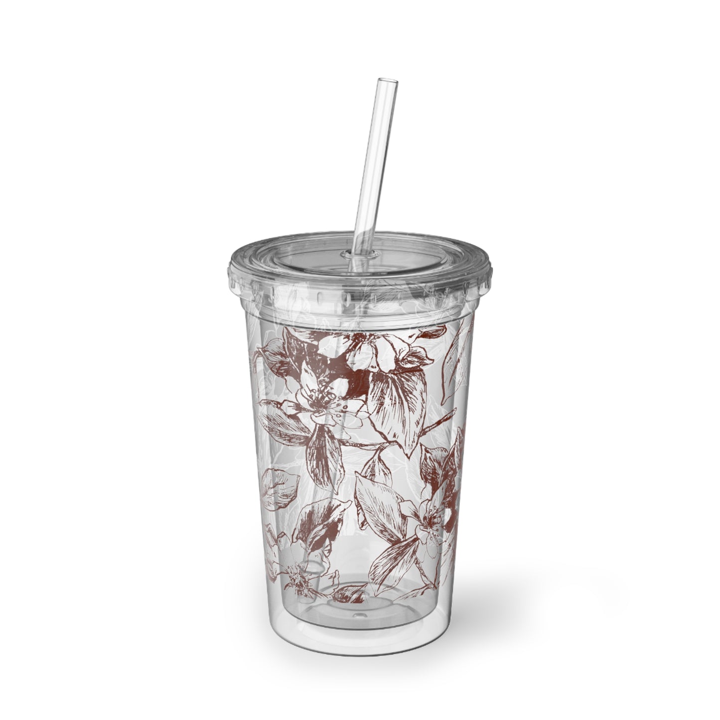 Floral Acrylic Cup, Stylish Drinkware, Lightweight Travel Tumbler, Modern Cup for Home/Office, Unique Gift for Her
