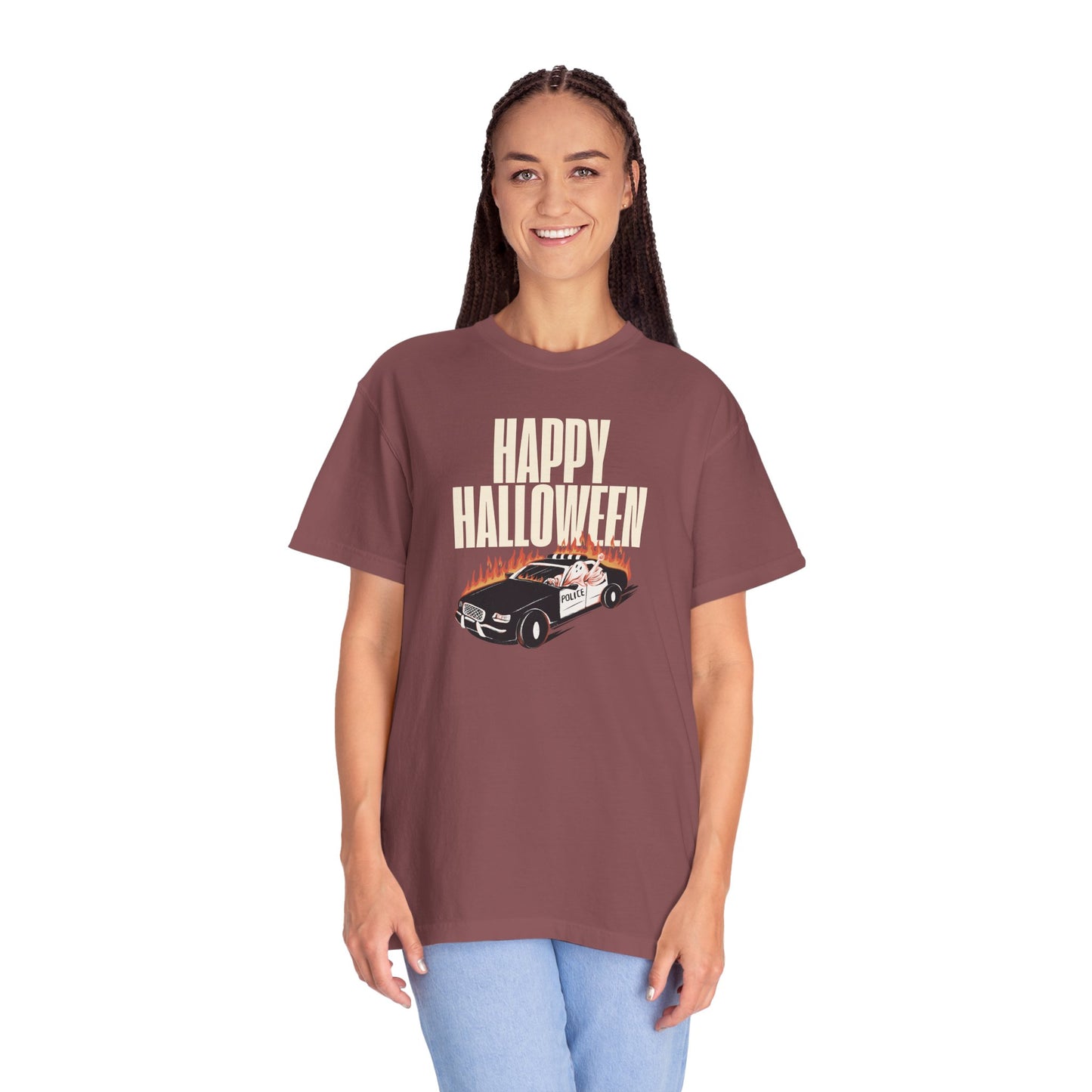 Halloween Car Graphic T-shirt, Unisex Spooky Tee, Fall Fashion, Halloween Costume, Retro Style Shirt, Gift for Halloween Lovers