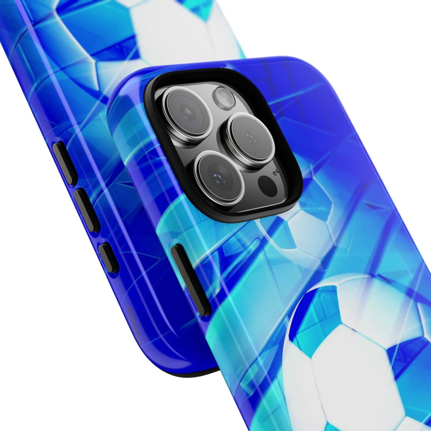 Soccer Phone Case with Tough Design, Blue Soccer Graphic Cover, Sporty Gift, Athletic Accessory, Youthful Decor, Durable Protection