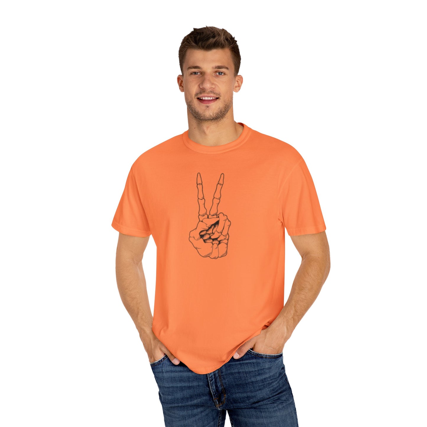 Peace To Death Unisex Garment-Dyed T-Shirt, Soft Graphic Tee for Casual Wear, Perfect for Earth Day, Music Festivals, and Relaxed Outings