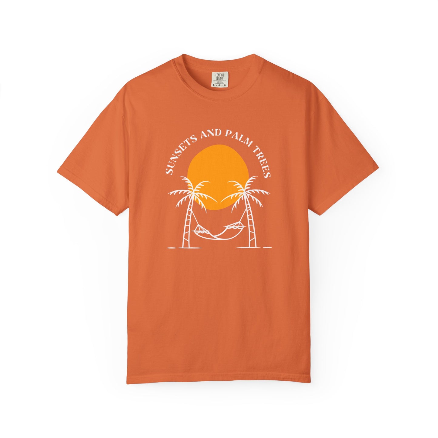 Sunset and Palm Trees T-shirt, Unisex Relaxed Tee, Summer Vibes Shirt, Vacation Attire, Beach Lover Gift, Casual Wear