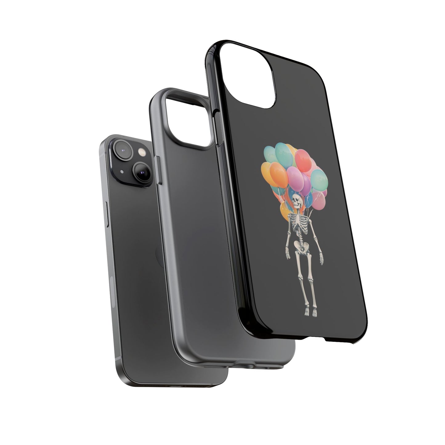 Skeleton Balloon Phone Case, Fun Halloween Gift, Unique Skeleton Design, Cute Phone Cover, Spooky Decor
