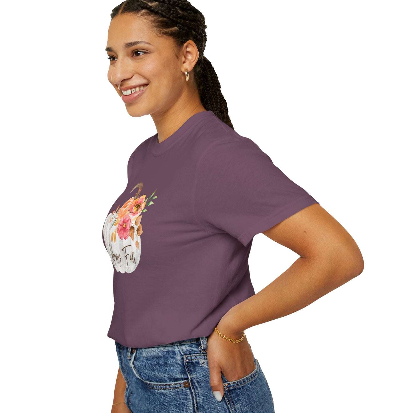 Happy Fall Pumpkin T-Shirt | Unisex Garment-Dyed Tee for Autumn, Thanksgiving, Fall Fashion, Pumpkin Lovers, Seasonal Style