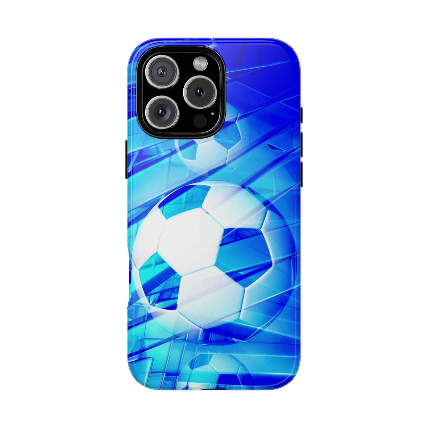 Soccer Phone Case with Tough Design, Blue Soccer Graphic Cover, Sporty Gift, Athletic Accessory, Youthful Decor, Durable Protection