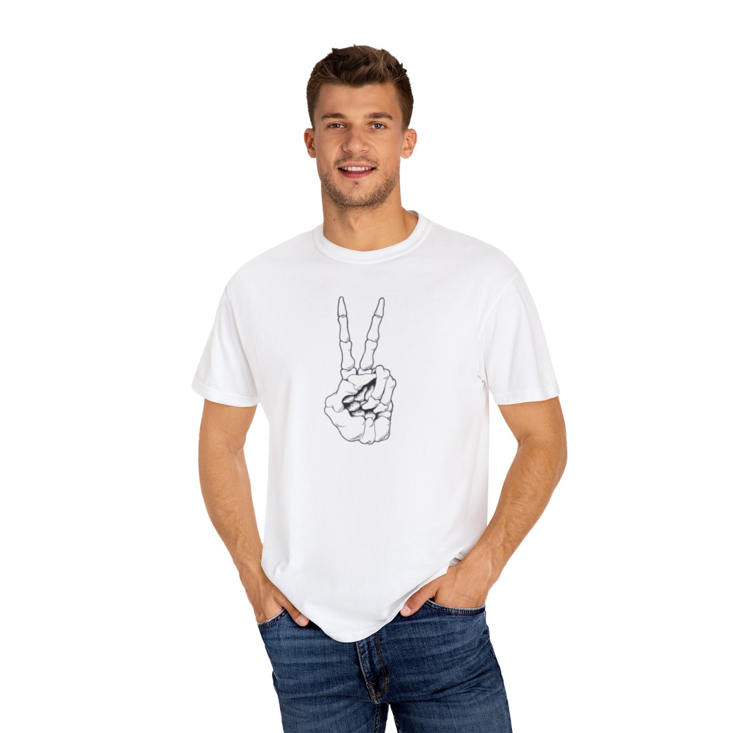Peace To Death Unisex Garment-Dyed T-Shirt, Soft Graphic Tee for Casual Wear, Perfect for Earth Day, Music Festivals, and Relaxed Outings