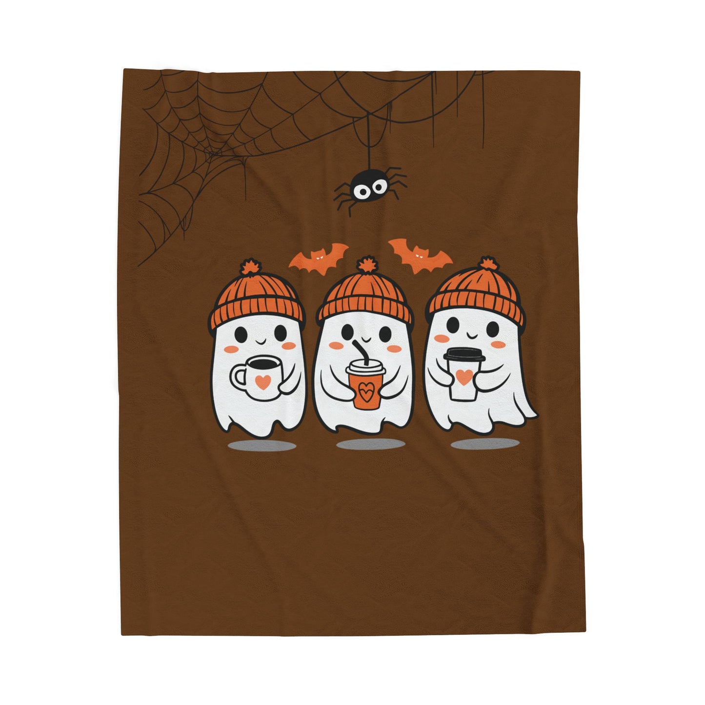 Cute Halloween Ghosts Velveteen Plush Blanket | Cozy Throw for Fall, Indoor Decor, Gift for Kids, Halloween Decor, Ghost Lover