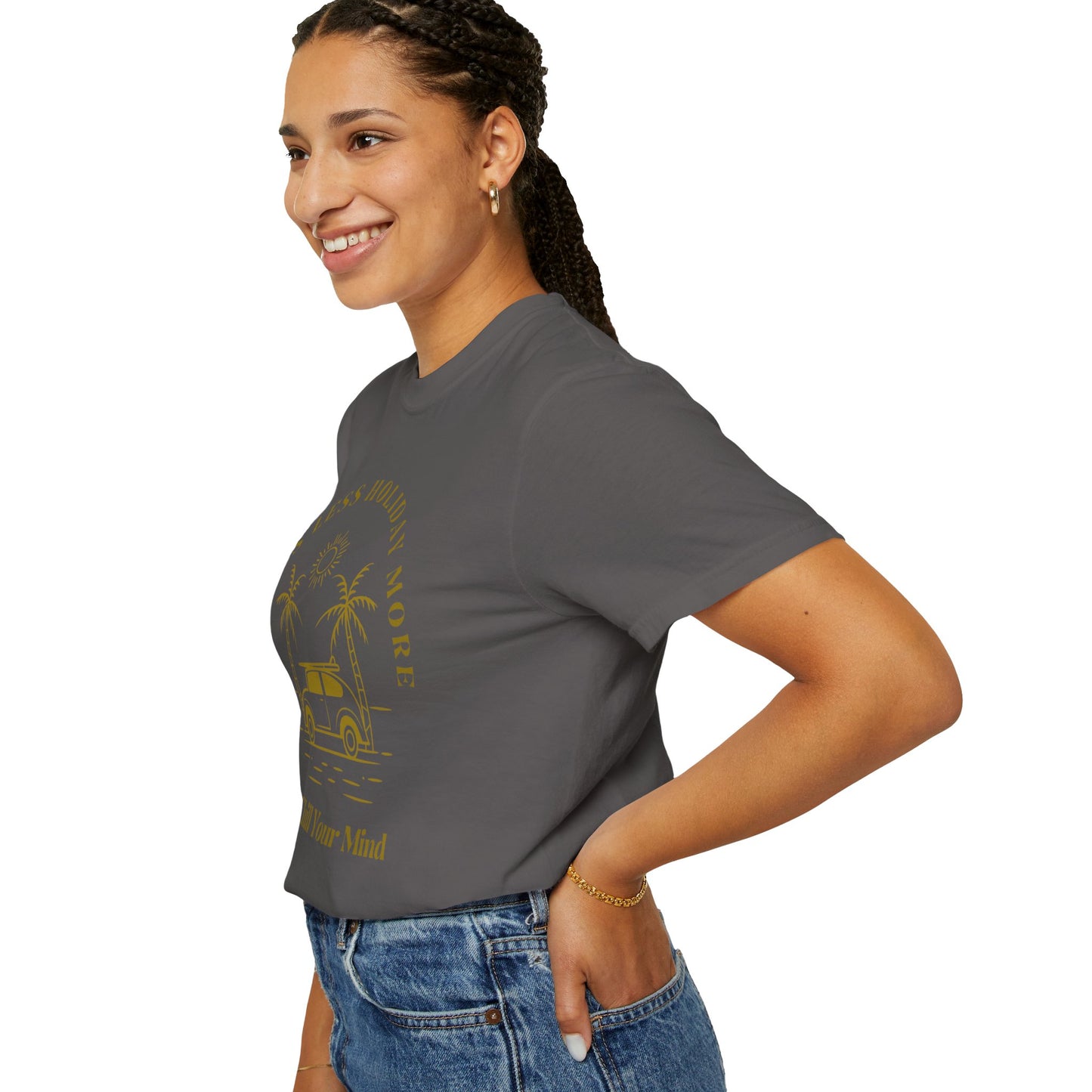 Chill Your Mind Garment-Dyed T-Shirt, Relaxed Summer Vibe Tee, Stress Less Holiday Shirt, Casual Travel Top, Gift for Beach Lovers