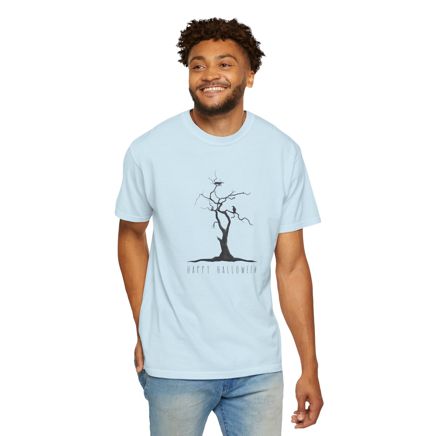 Garment-Dyed T-Shirt with Minimalist Tree Design, Unisex Nature Tee, Eco-Friendly Gift, Casual Wear, Sustainable Fashion
