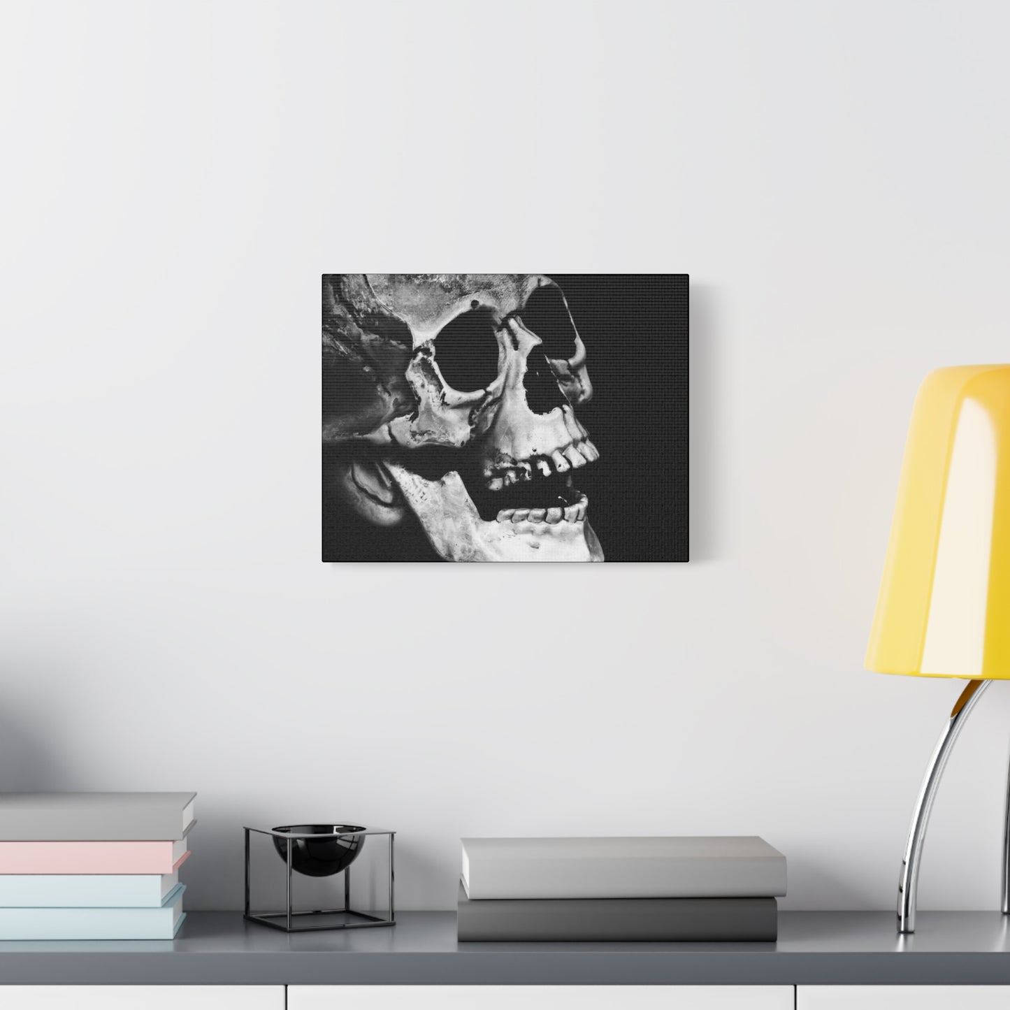 Black Skull Matte Canvas Art, Gothic Wall Decor, Halloween Decoration, Unique Home Aesthetic, Edgy Interior Design