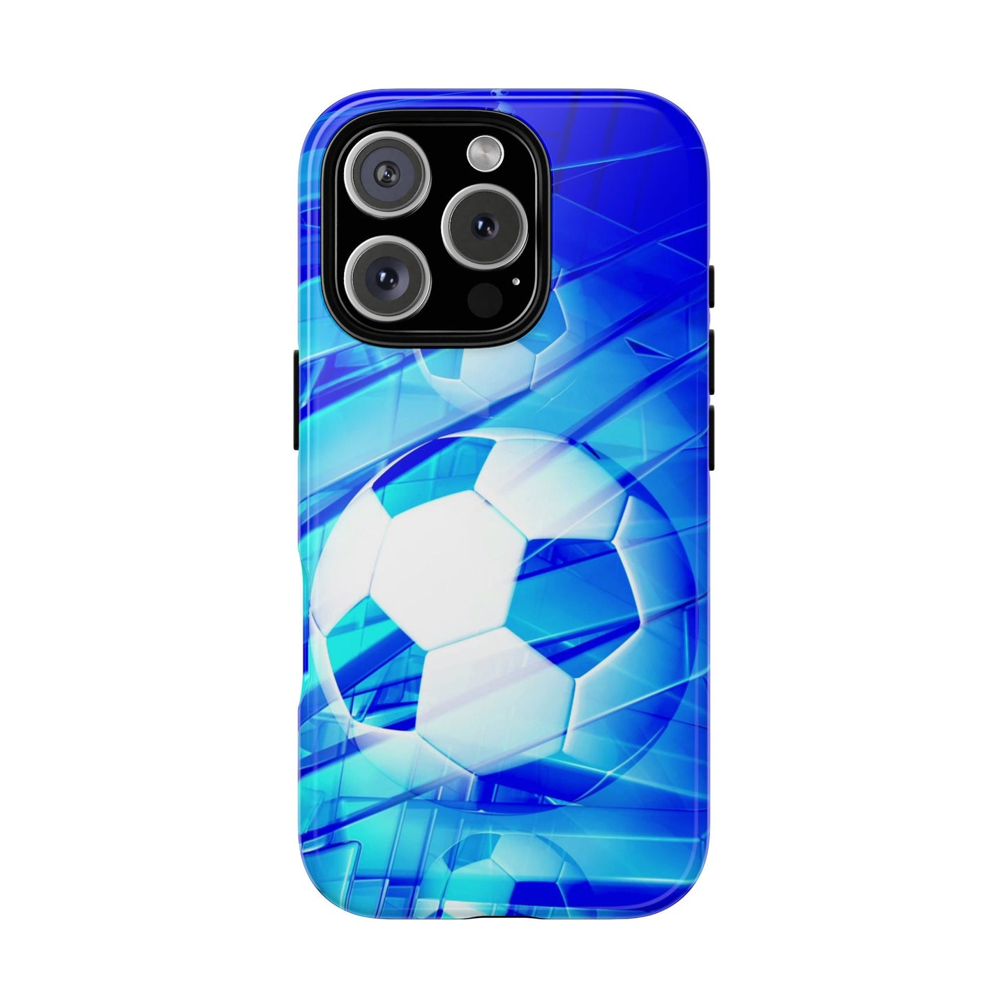 Soccer Phone Case with Tough Design, Blue Soccer Graphic Cover, Sporty Gift, Athletic Accessory, Youthful Decor, Durable Protection