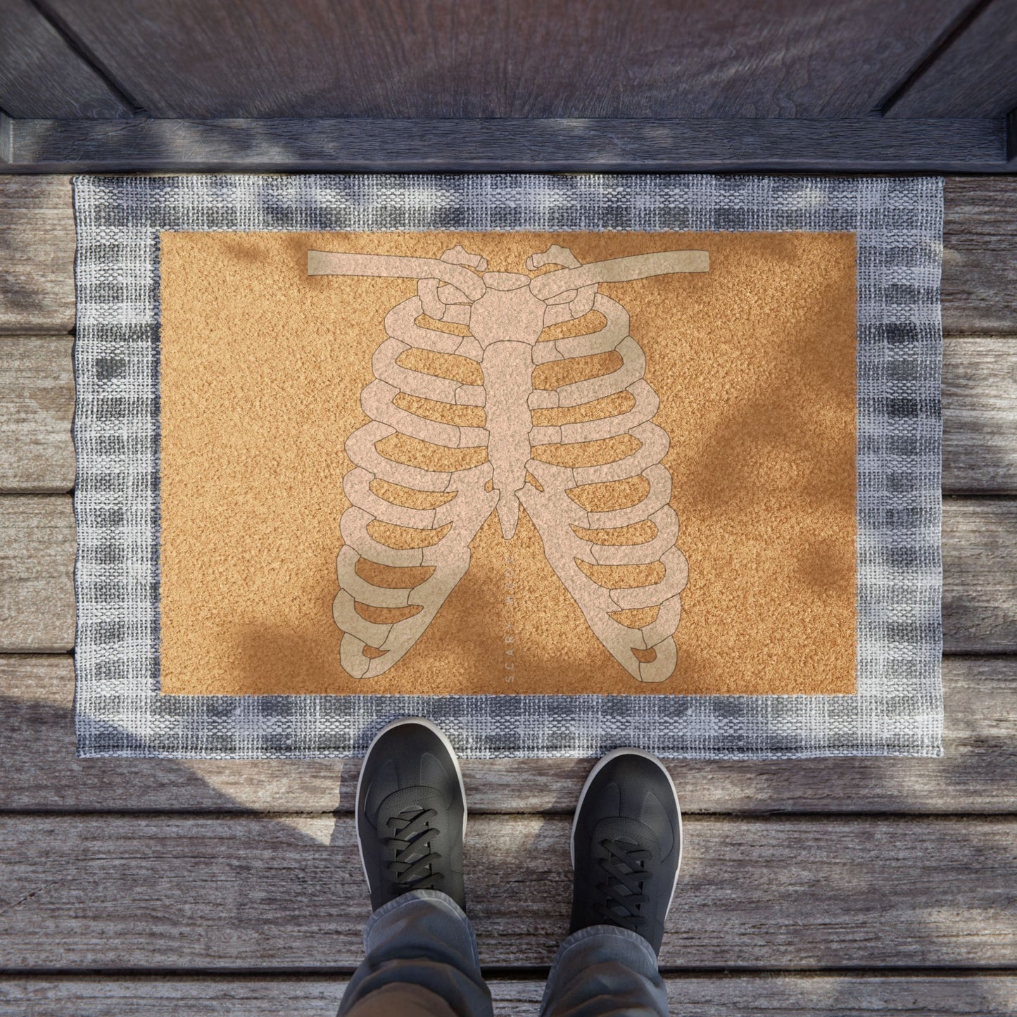 Skeleton Ribcage Doormat, Unique Home Decor, Halloween, Greeting Mat, Entryway Rug, Fun Gift for Doctors