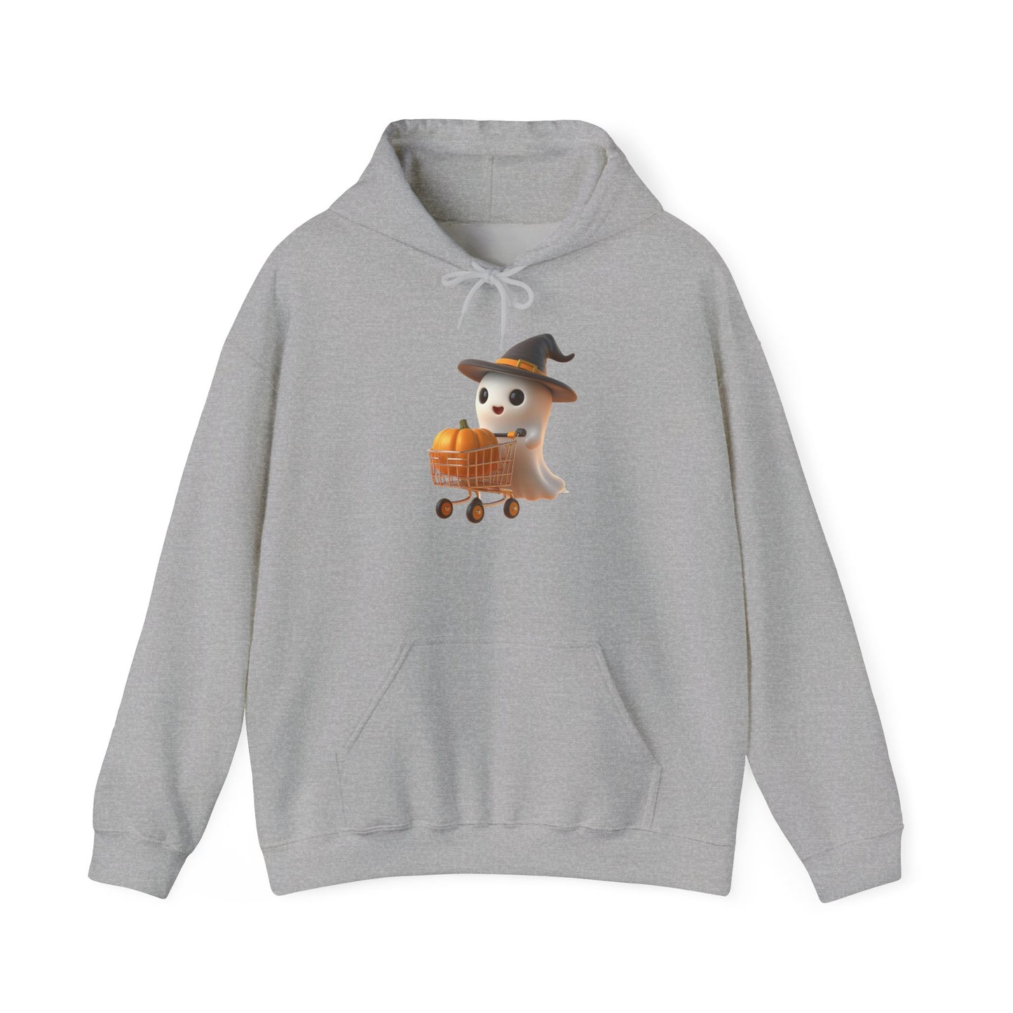 Friendly Ghost Shopper Halloween Hoodie, Unisex Pullover Sweatshirt for Fall, Cozy Halloween Sweatshirt, Ghost Lovers Gift, Spooky Season Apparel