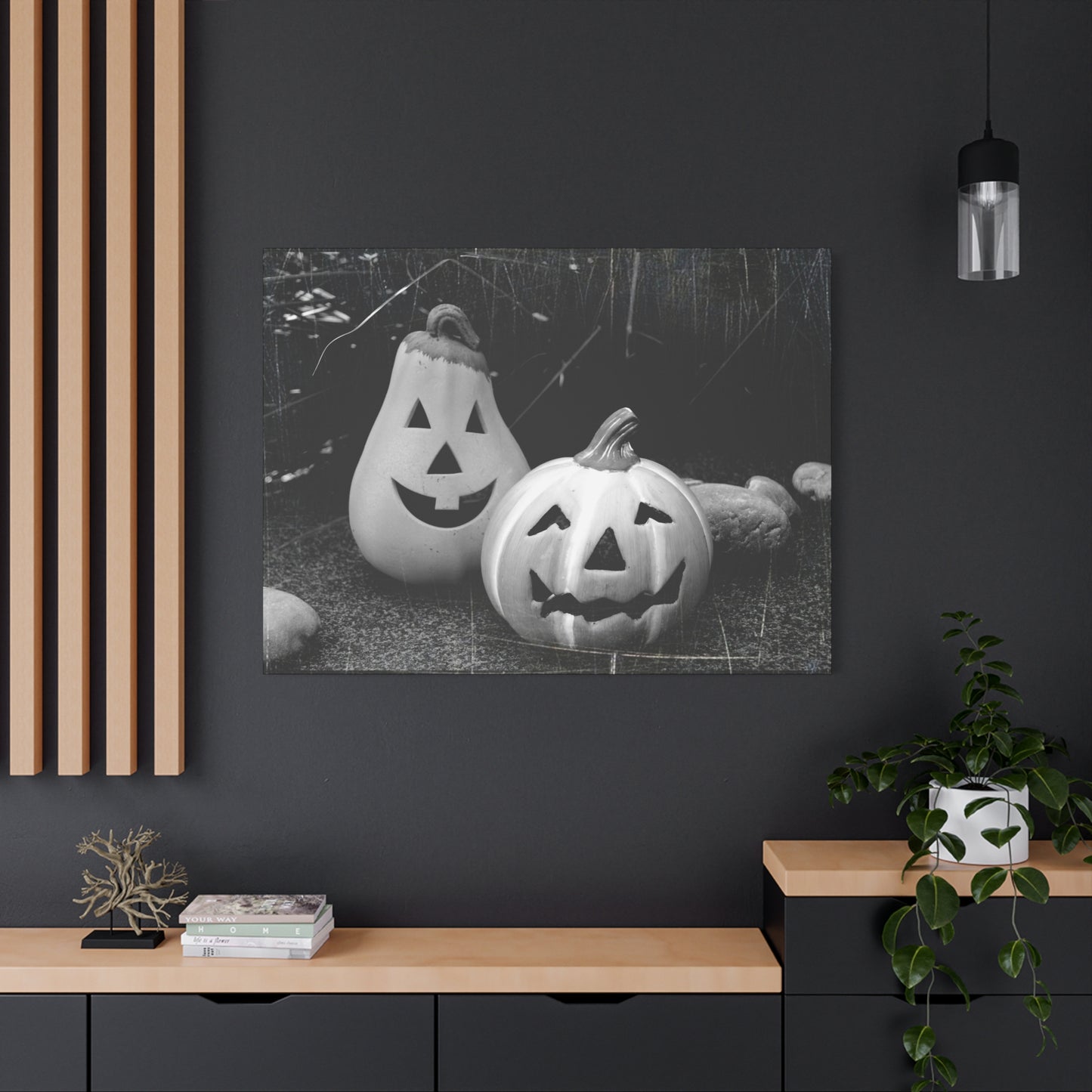 Halloween Pumpkin Canvas Wall Art, Spooky Home Decor, Fall Decoration, Autumn Art, Halloween Gift
