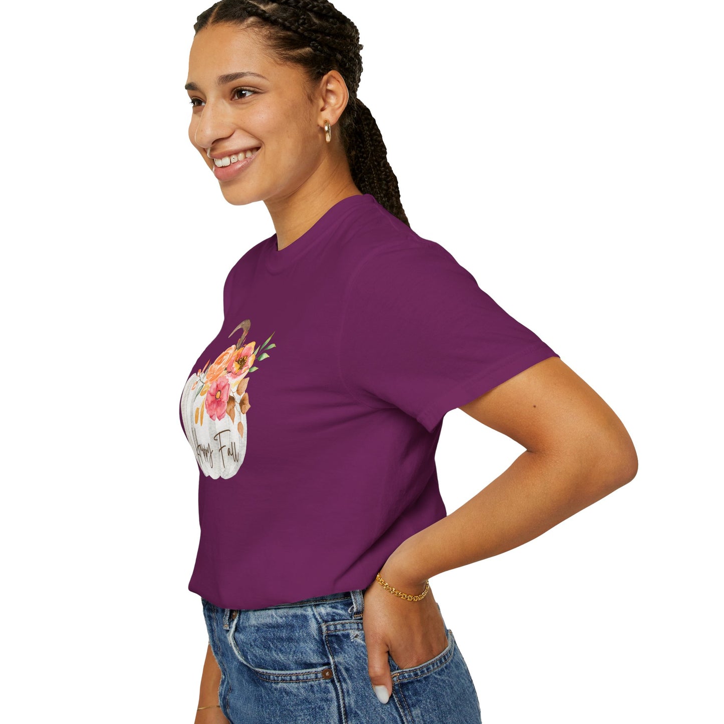 Happy Fall Pumpkin T-Shirt | Unisex Garment-Dyed Tee for Autumn, Thanksgiving, Fall Fashion, Pumpkin Lovers, Seasonal Style