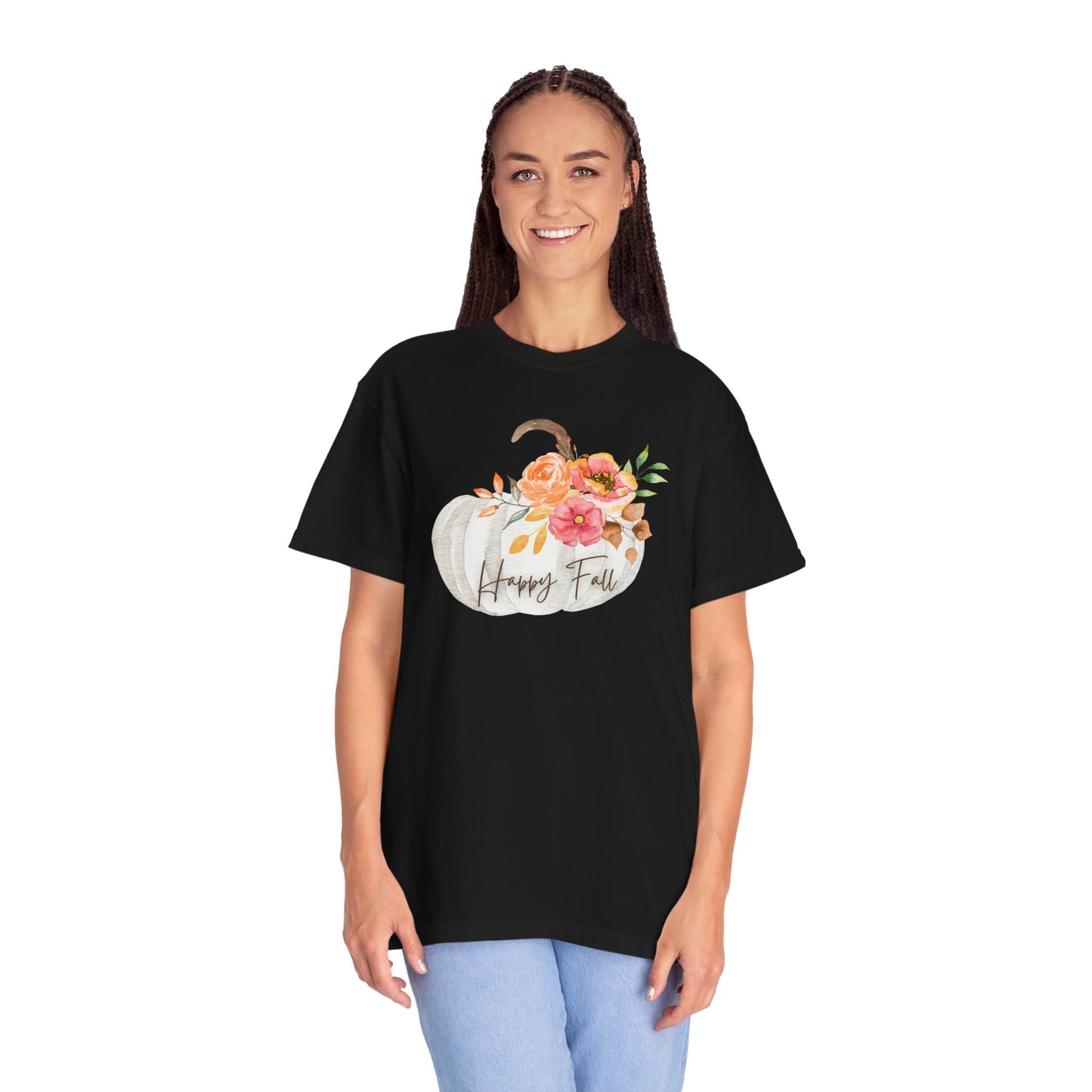Happy Fall Pumpkin T-Shirt | Unisex Garment-Dyed Tee for Autumn, Thanksgiving, Fall Fashion, Pumpkin Lovers, Seasonal Style