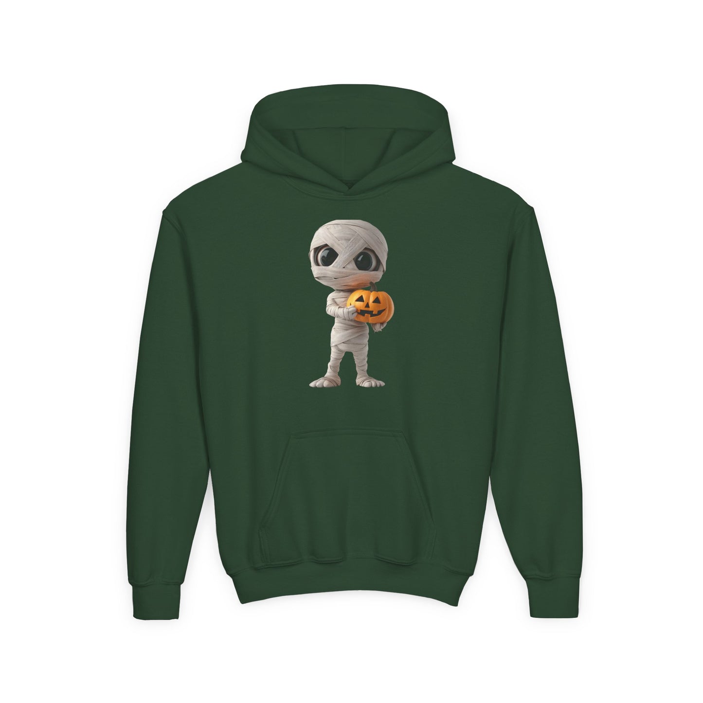 Mummy Pumpkin Halloween Youth Hoodie, Spooky Hooded Sweatshirt for Kids, Trick or Treat, Halloween Costume, Fall Fashion