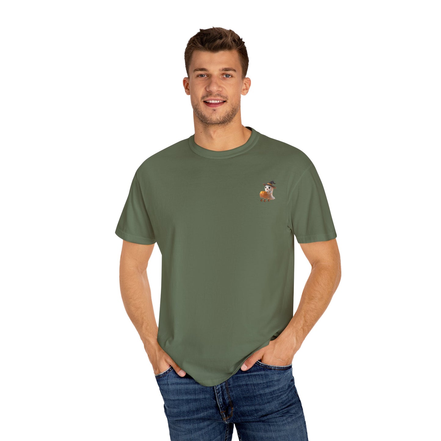 Casual Unisex Garment-Dyed T-Shirt, Ghost Shopping Trendy Graphic Tee for Everyday Wear, Summer Fashion, Gift for Him/Her