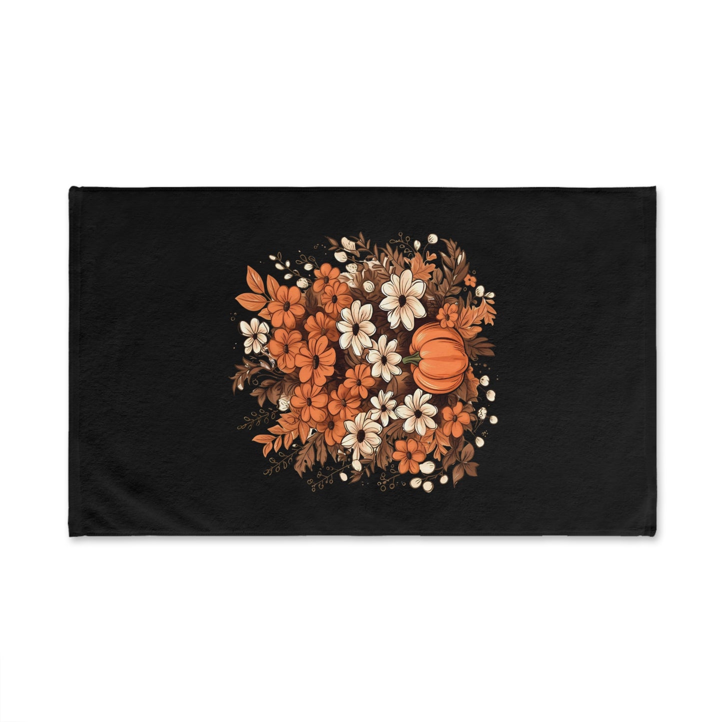 Autumn Floral Hand Towel with Pumpkin | Cozy Kitchen Decor, Fall Towel, Gift for Her, Thanksgiving Kitchen Accessory, Home Accents