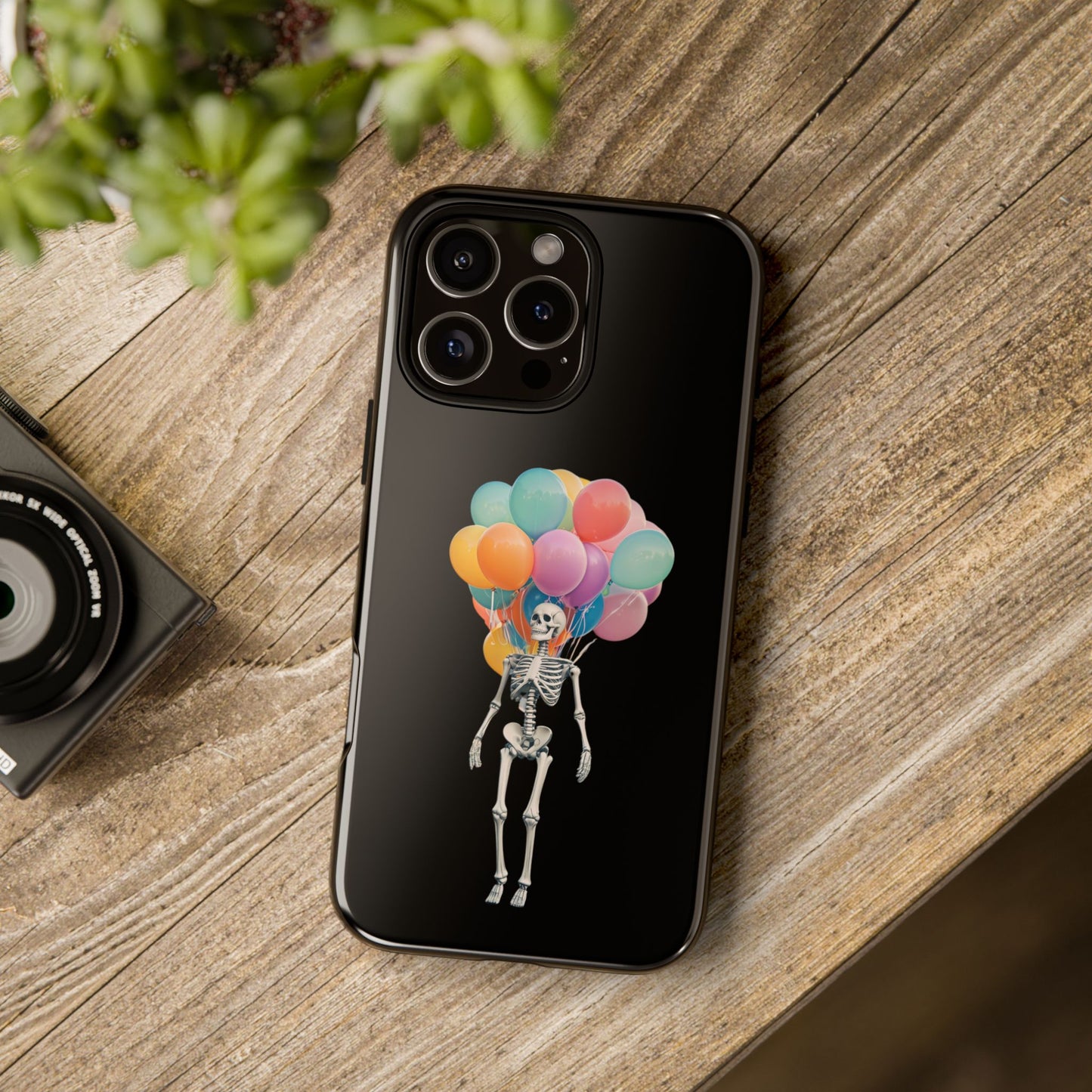 Skeleton Balloon Phone Case, Fun Halloween Gift, Unique Skeleton Design, Cute Phone Cover, Spooky Decor