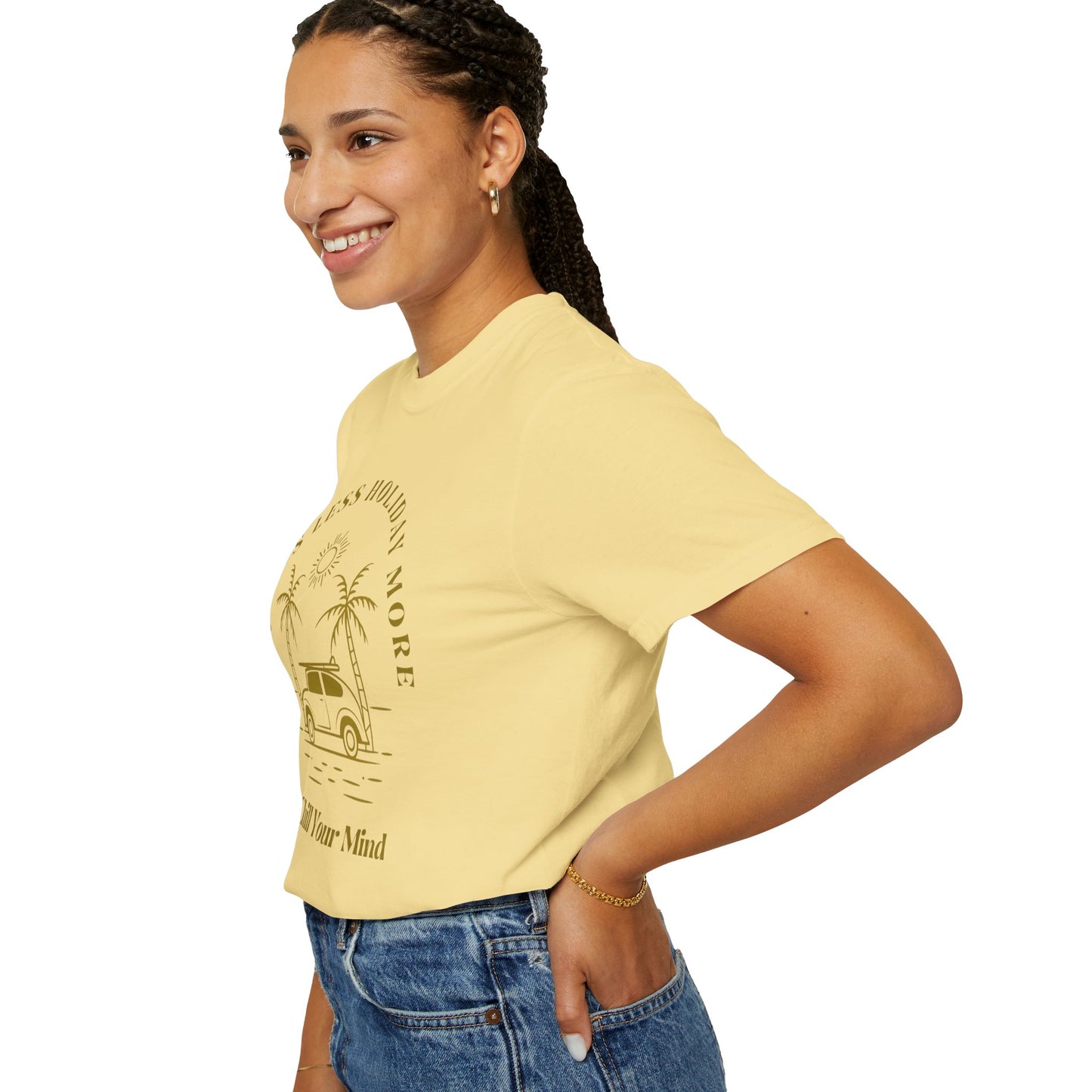 Chill Your Mind Garment-Dyed T-Shirt, Relaxed Summer Vibe Tee, Stress Less Holiday Shirt, Casual Travel Top, Gift for Beach Lovers