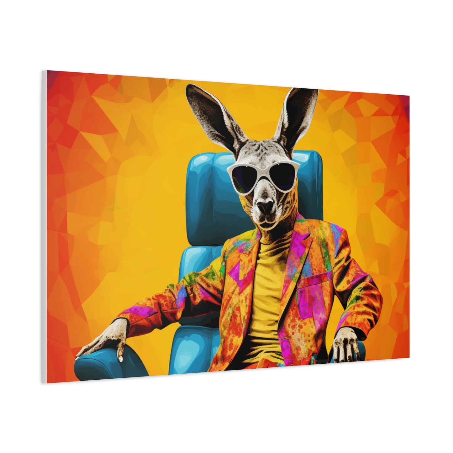 Colorful Kangaroo Wall Art - Retro Stretched Canvas