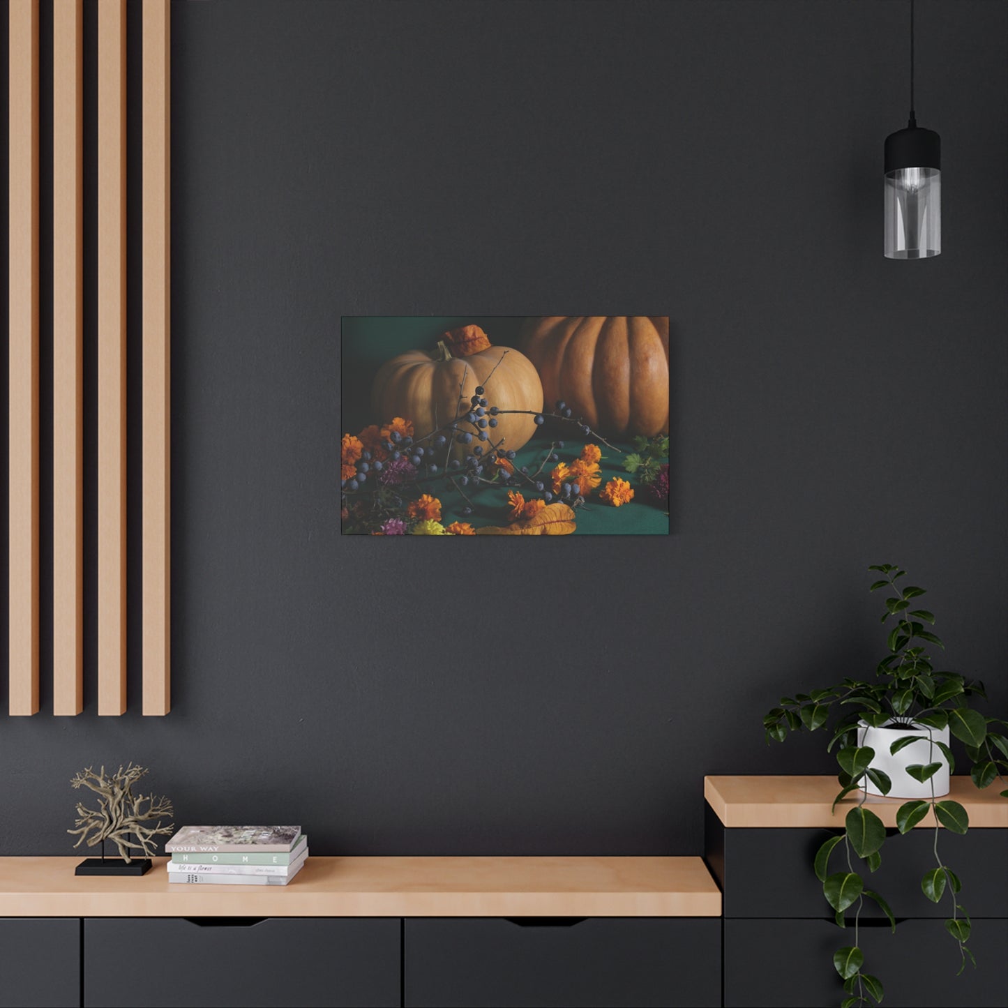 Autumn Themed Canvas Print, Fall Decor, Pumpkin Art, Seasonal Wall Art, Thanksgiving Decoration, Home Decor Gift