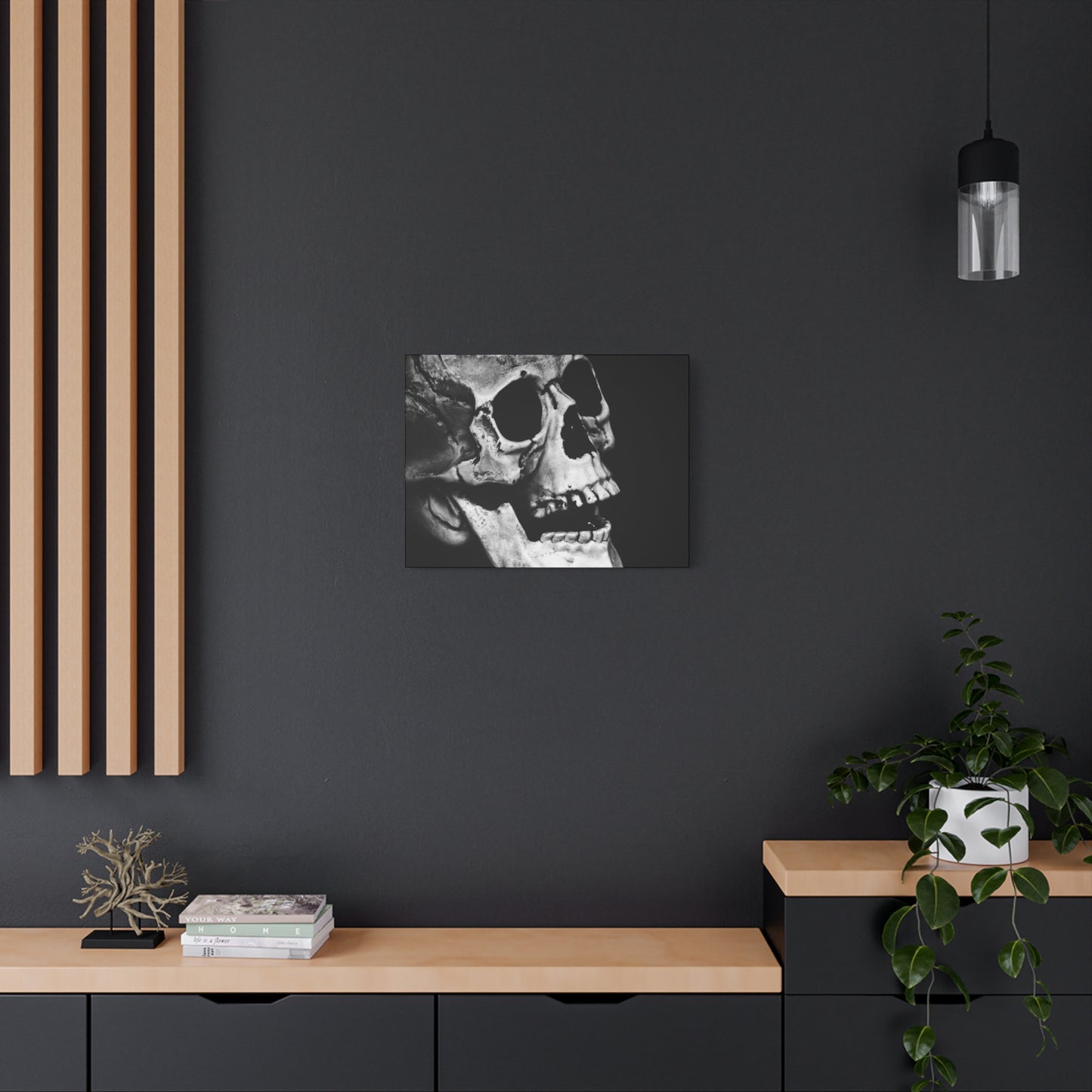 Black Skull Matte Canvas Art, Gothic Wall Decor, Halloween Decoration, Unique Home Aesthetic, Edgy Interior Design