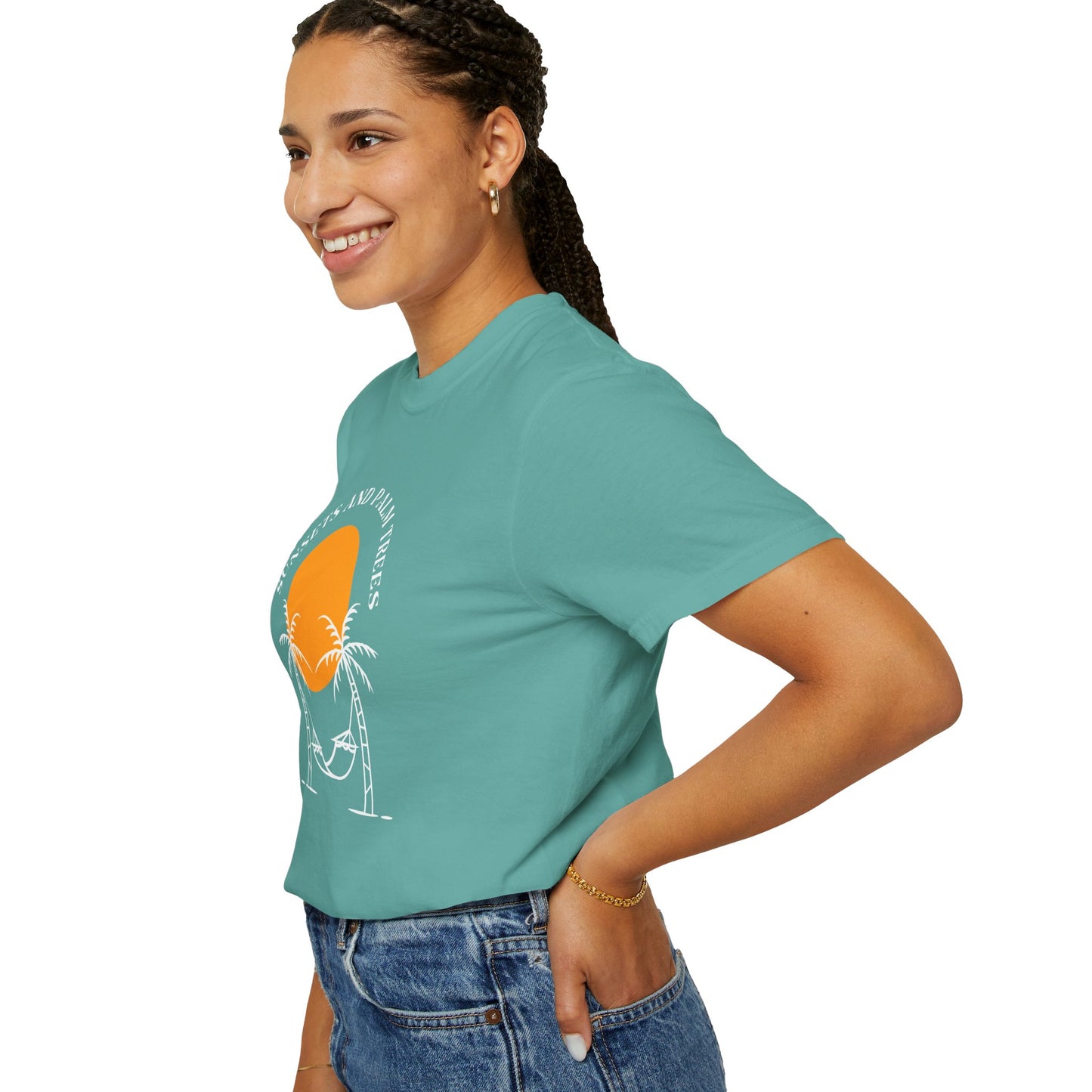 Sunset and Palm Trees T-shirt, Unisex Relaxed Tee, Summer Vibes Shirt, Vacation Attire, Beach Lover Gift, Casual Wear