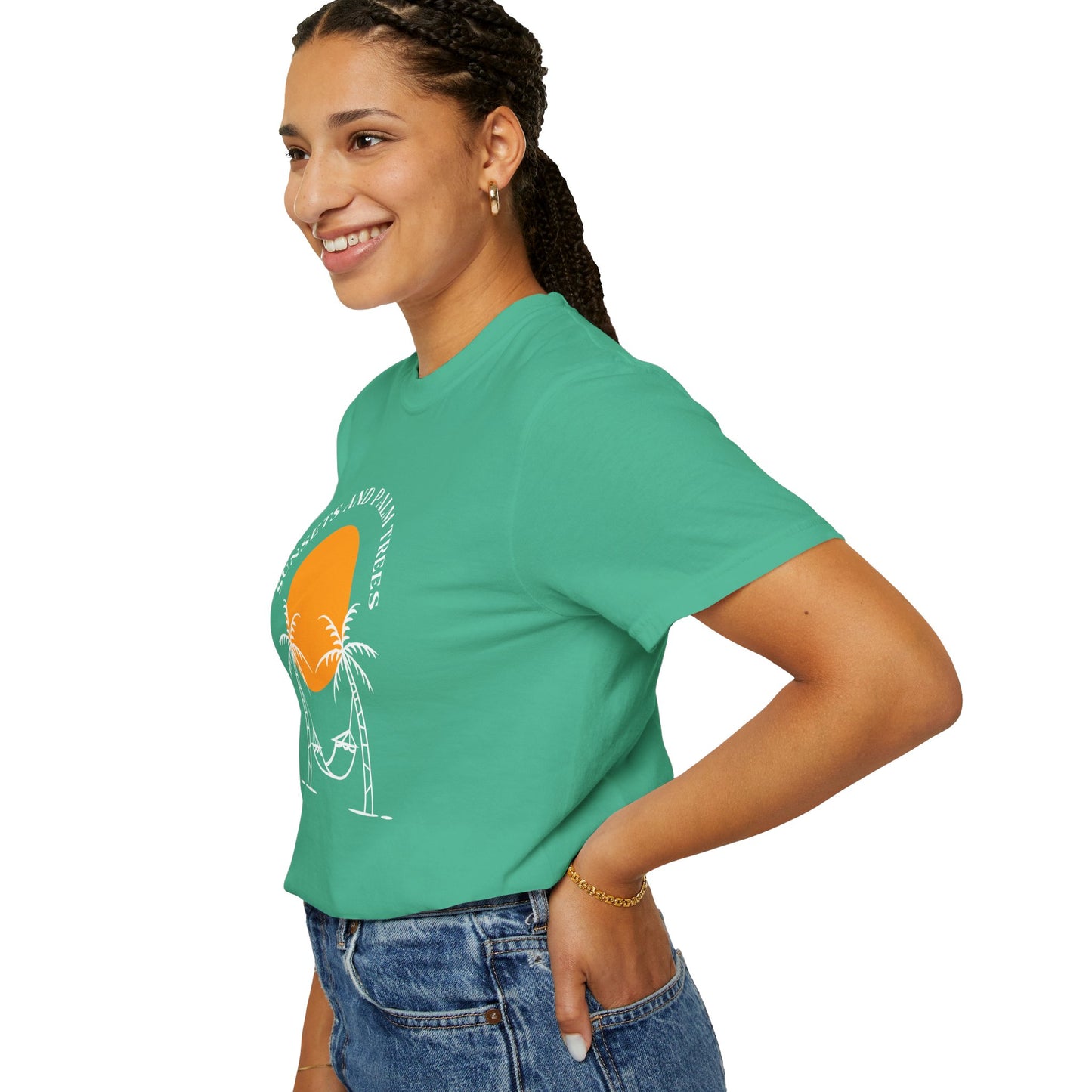 Sunset and Palm Trees T-shirt, Unisex Relaxed Tee, Summer Vibes Shirt, Vacation Attire, Beach Lover Gift, Casual Wear