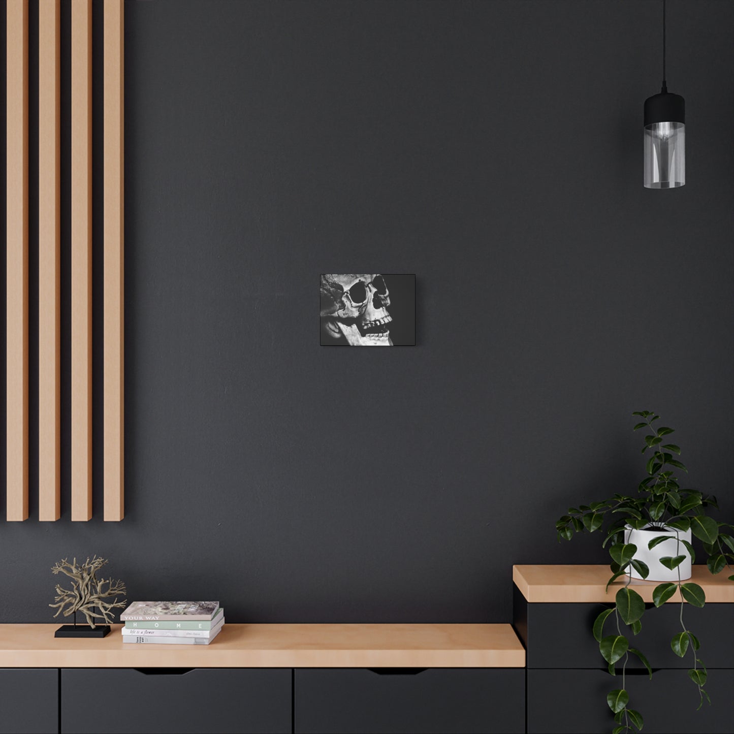 Black Skull Matte Canvas Art, Gothic Wall Decor, Halloween Decoration, Unique Home Aesthetic, Edgy Interior Design