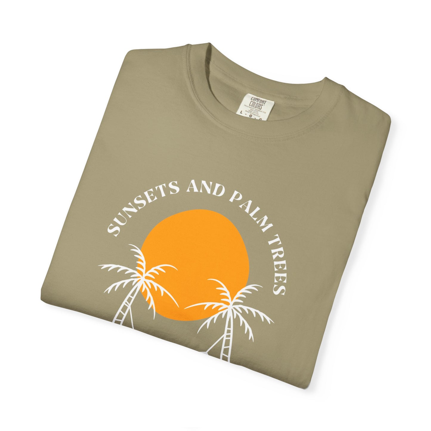 Sunset and Palm Trees T-shirt, Unisex Relaxed Tee, Summer Vibes Shirt, Vacation Attire, Beach Lover Gift, Casual Wear