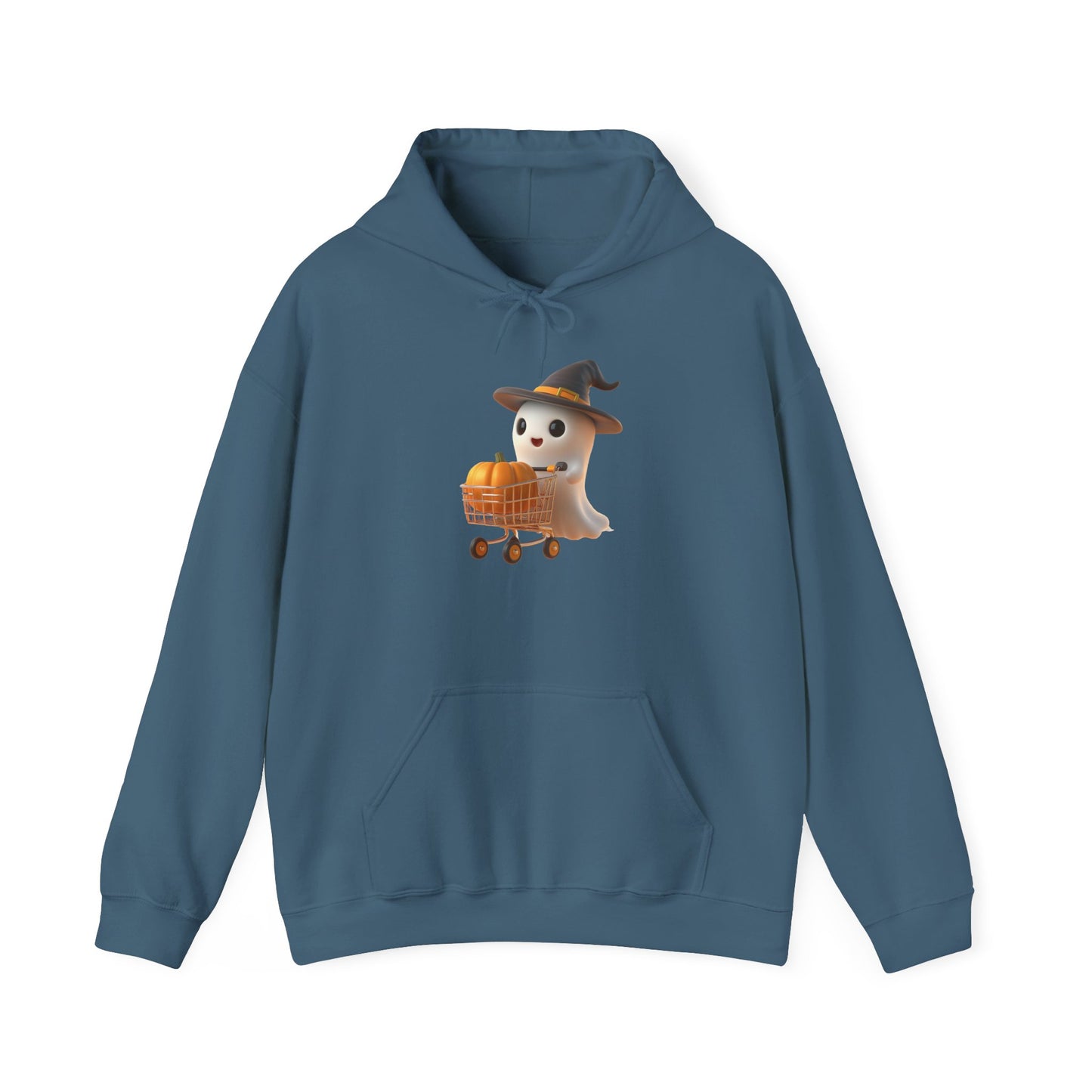 Friendly Ghost Shopper Halloween Hoodie, Unisex Pullover Sweatshirt for Fall, Cozy Halloween Sweatshirt, Ghost Lovers Gift, Spooky Season Apparel