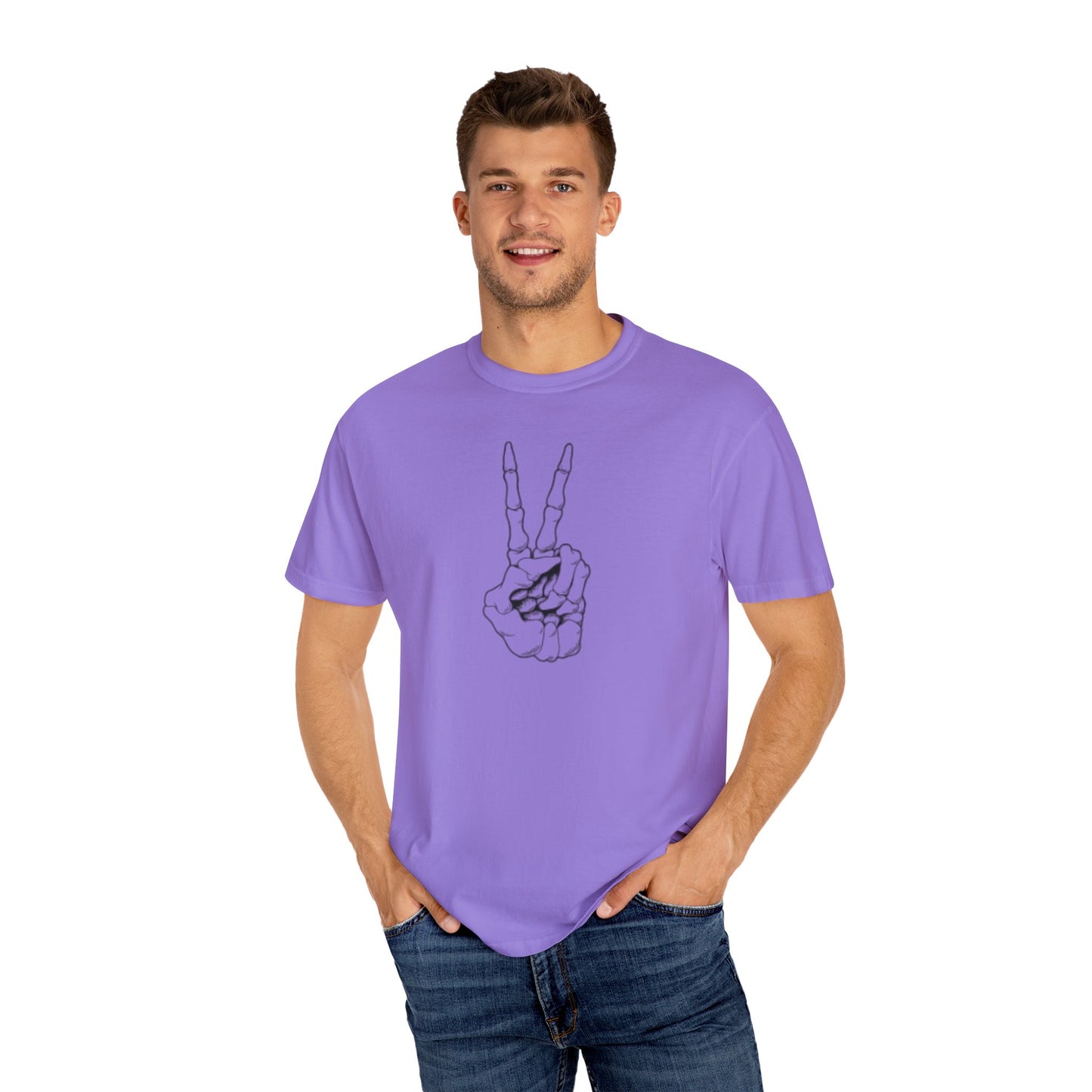 Peace To Death Unisex Garment-Dyed T-Shirt, Soft Graphic Tee for Casual Wear, Perfect for Earth Day, Music Festivals, and Relaxed Outings