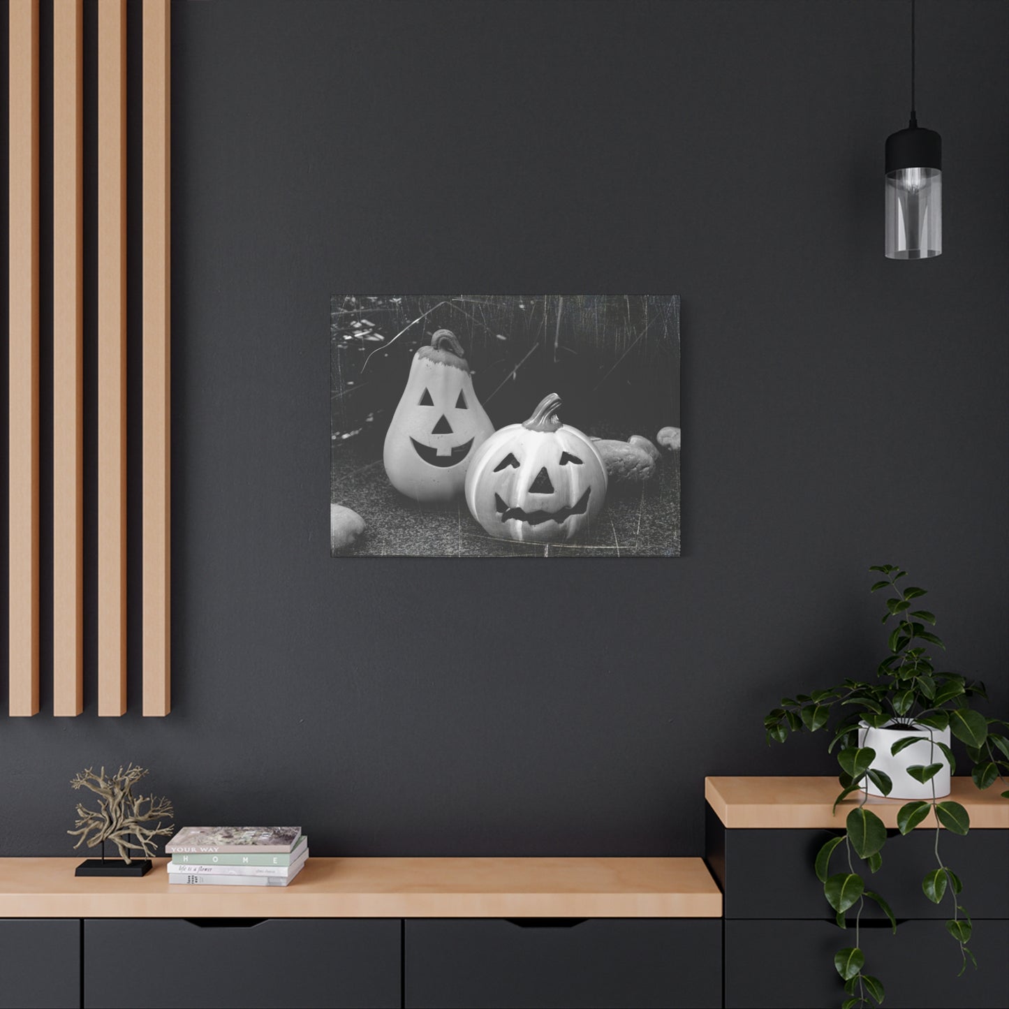 Halloween Pumpkin Canvas Wall Art, Spooky Home Decor, Fall Decoration, Autumn Art, Halloween Gift
