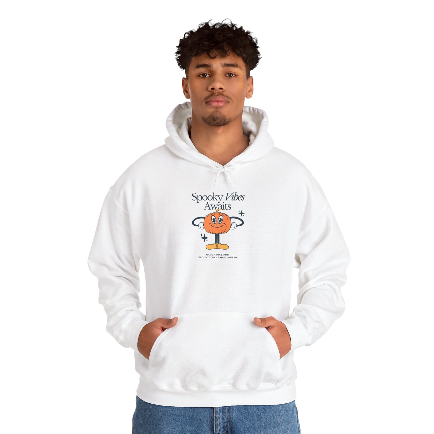 Spooky Vibes Unisex Hooded Sweatshirt, Halloween Apparel, Cozy Hoodie, Pumpkin Sweatshirt, Holiday Gift, Casual Wear