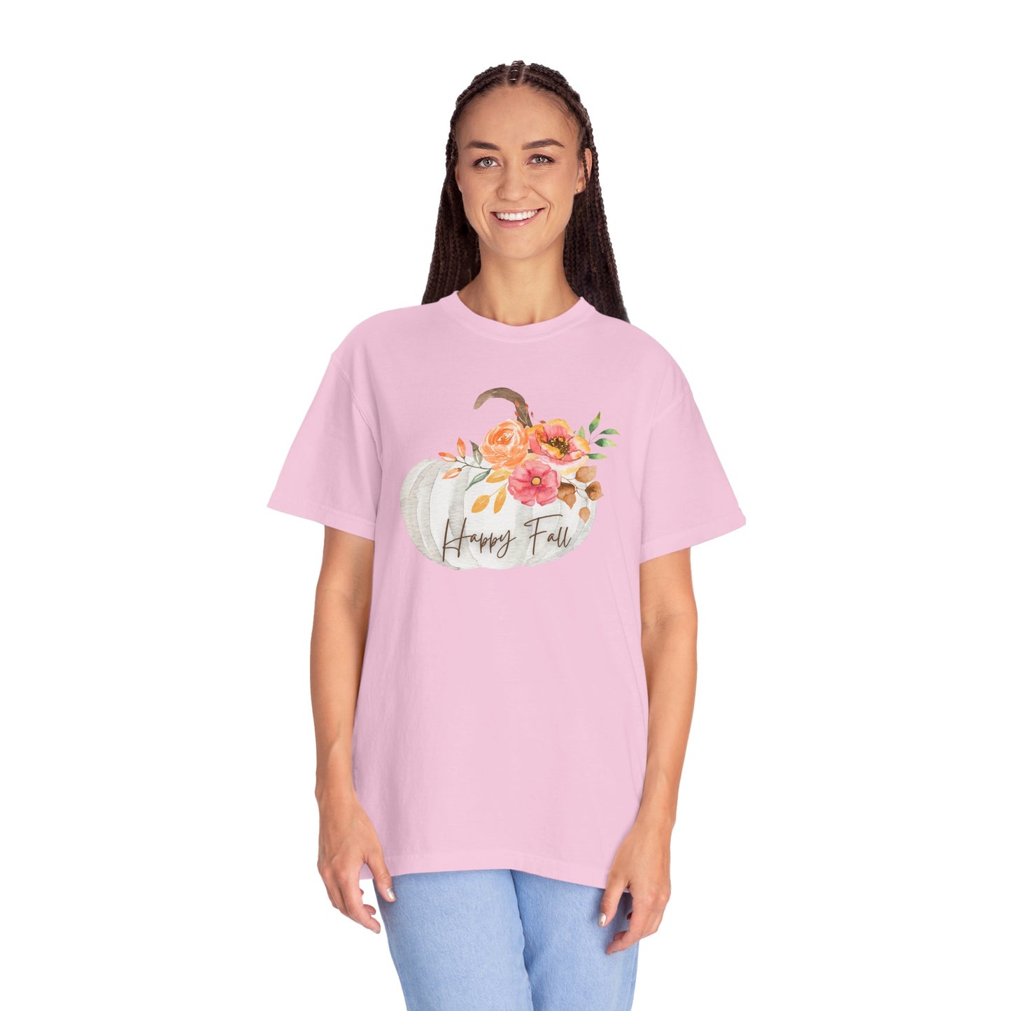 Happy Fall Pumpkin T-Shirt | Unisex Garment-Dyed Tee for Autumn, Thanksgiving, Fall Fashion, Pumpkin Lovers, Seasonal Style